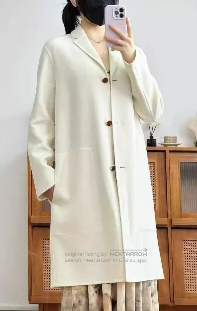 Hermes Hermes White cashmere coat Size XXS / US 00 / IT 34 - 3 Thumbnail