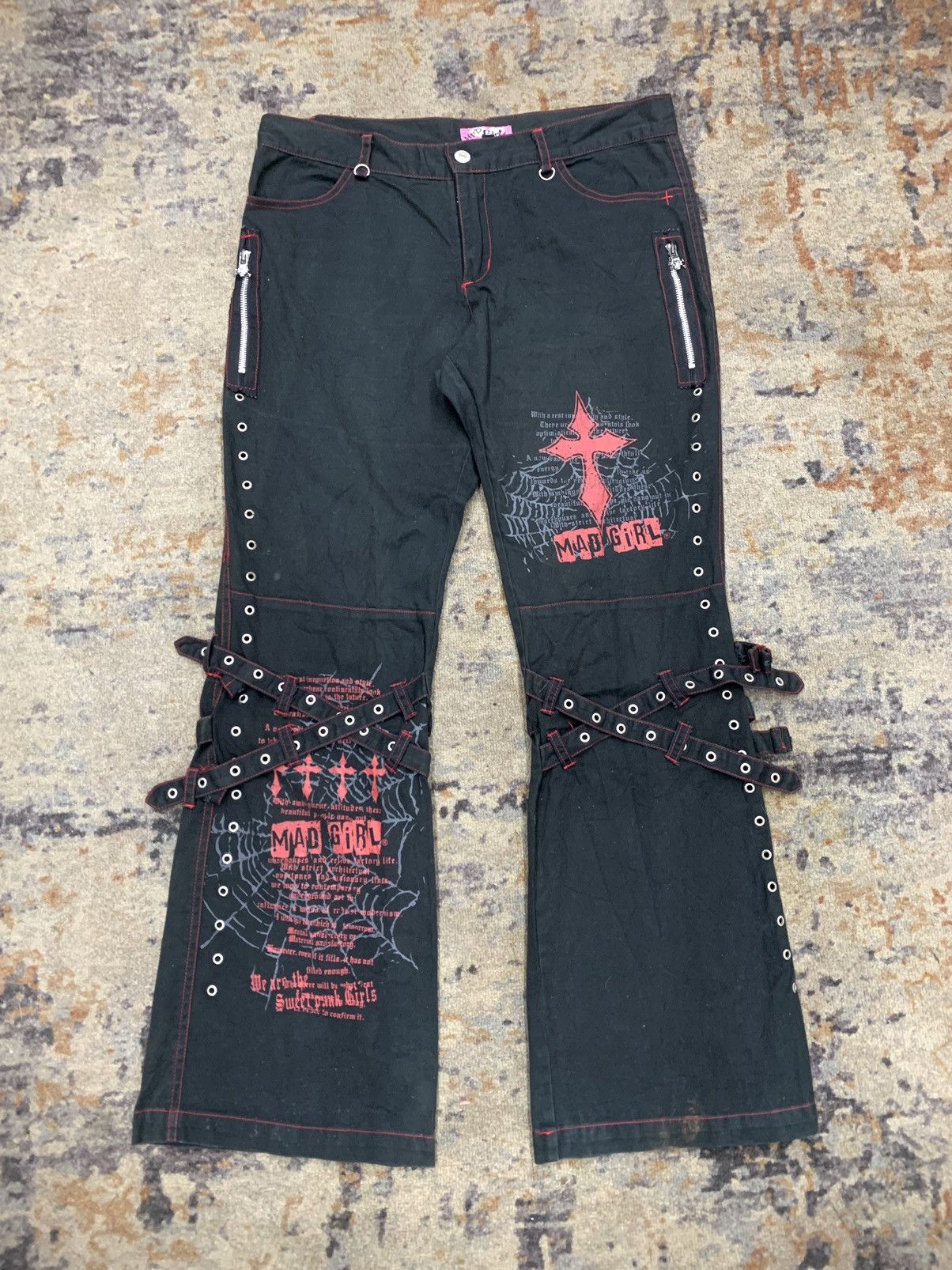 パンツ mad punks girl skull flared pants Y2K MAD GIRL】パンツ パンク mad punks girl skull flared pants