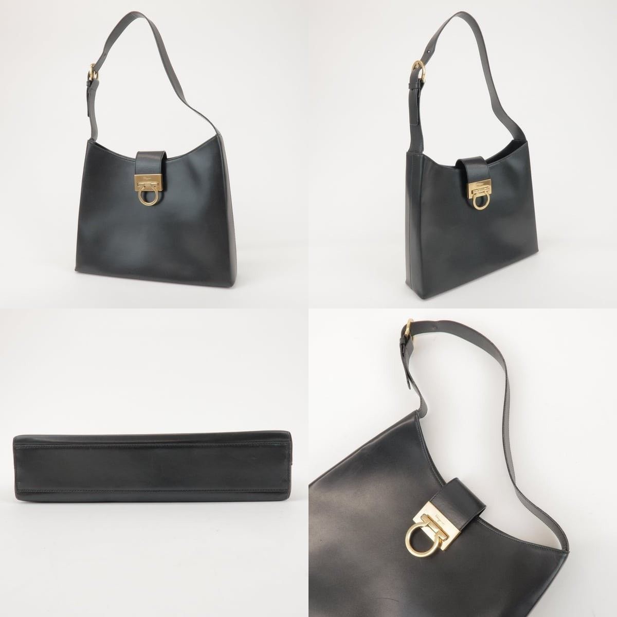 Salvatore Ferragamo Ferragamo Gancini Calfskin Shoulder Bag Black Size ONE SIZE - 3 Thumbnail