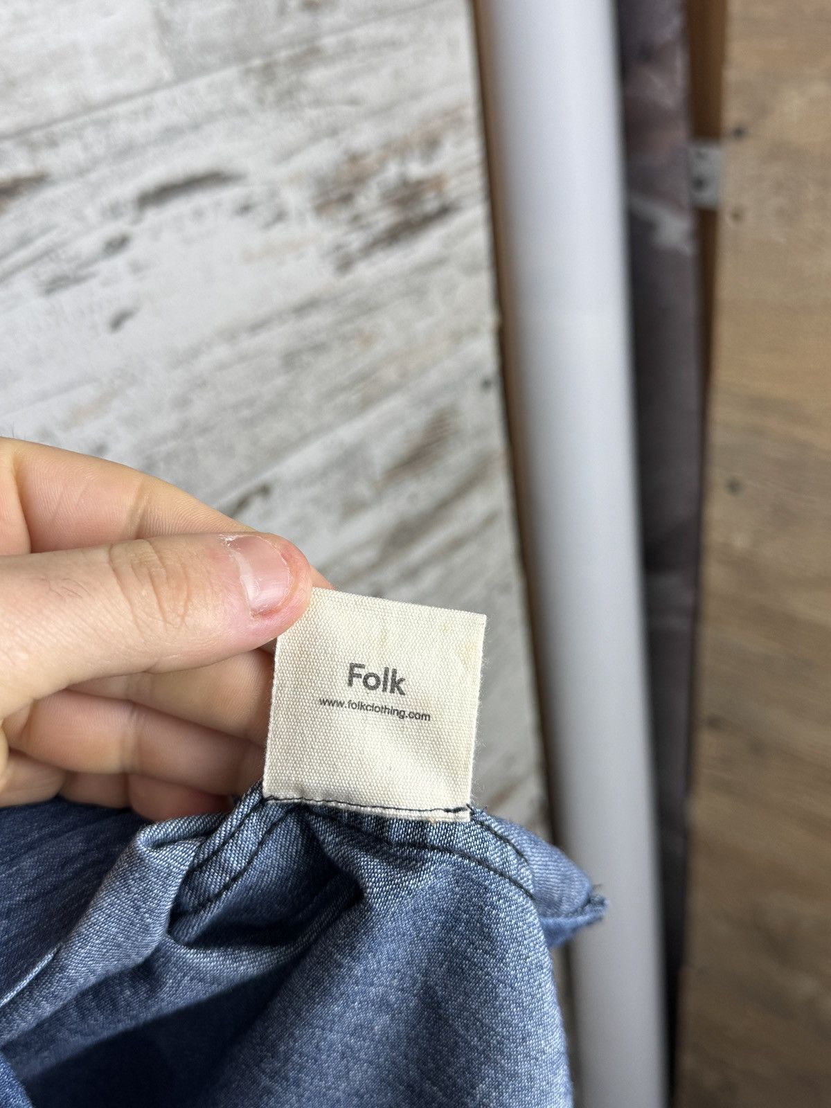 Folk Mens Vintage Folk denim shirts button up jeans blue luxury Size US M / EU 48-50 / 2 - 10 Thumbnail