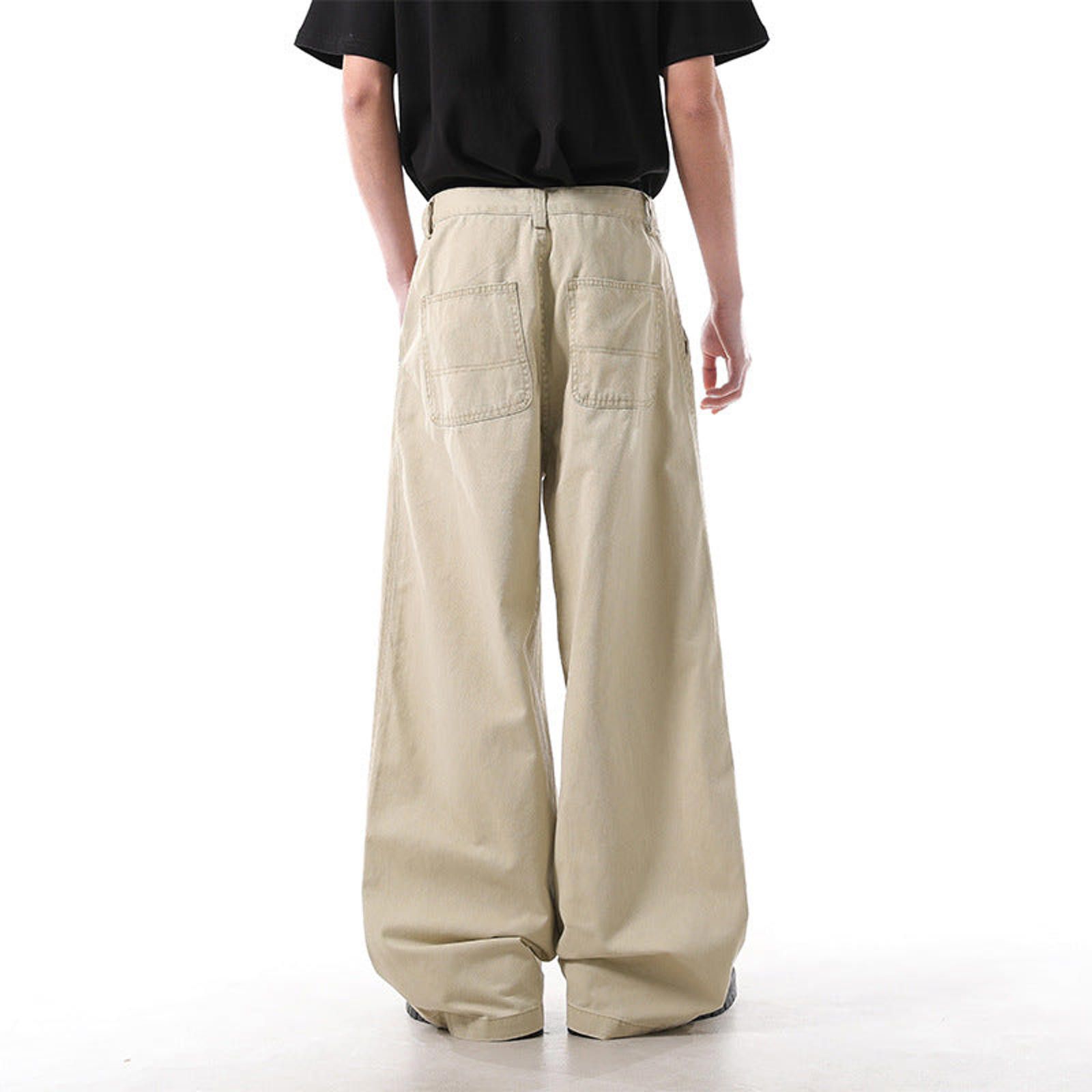Japanese Brand Olive Green Distressed Wide Leg Pants, Loose Fit Trousers Size US 30 / EU 46 - 6 Thumbnail
