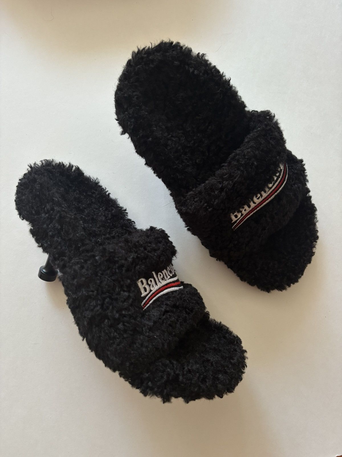 Balenciaga Shearling Furry Slide Heels