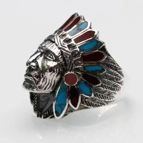 Other Men's Finger Ring Indian Chief Anillos Indian Jewelry Size ONE SIZE - 4 Thumbnail