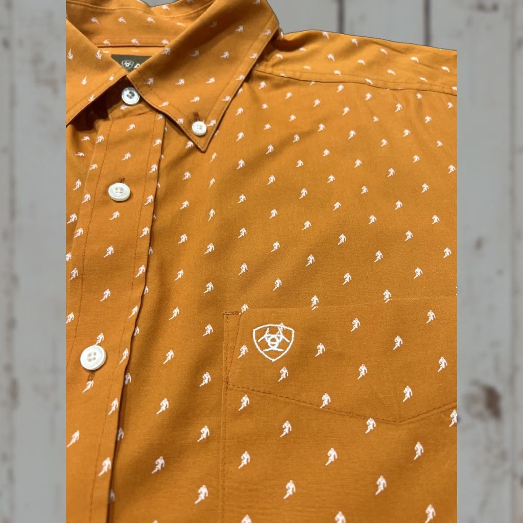 Ariat Ariat Graphic Print Long Sleeve Western Button-Up Shirt Men's Large Orange Pro Series Size US L / EU 52-54 / 3 - 1 Thumbnail