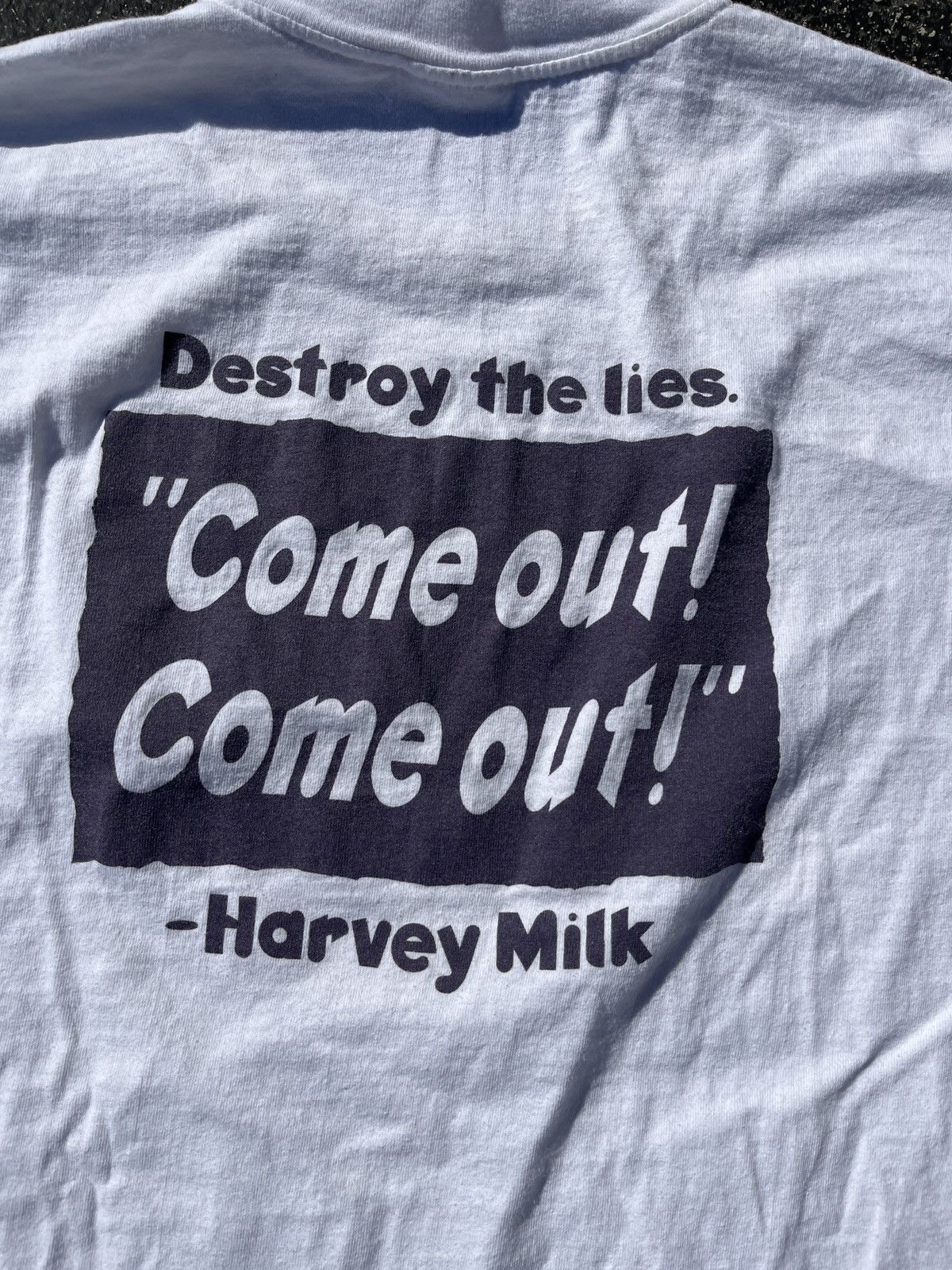 Vintage Vintage 90s Harvey Milk LGBT Tshirt Sz XL Size US XL / EU 56 / 4 - 4 Thumbnail