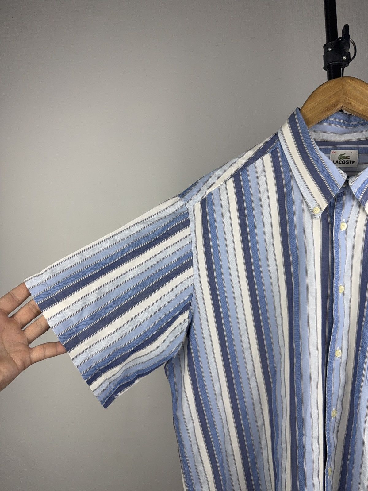 Lacoste Vntg 90s Retro striped Lacoste Old Money Style Short Shirt Size US L / EU 52-54 / 3 - 4 Thumbnail