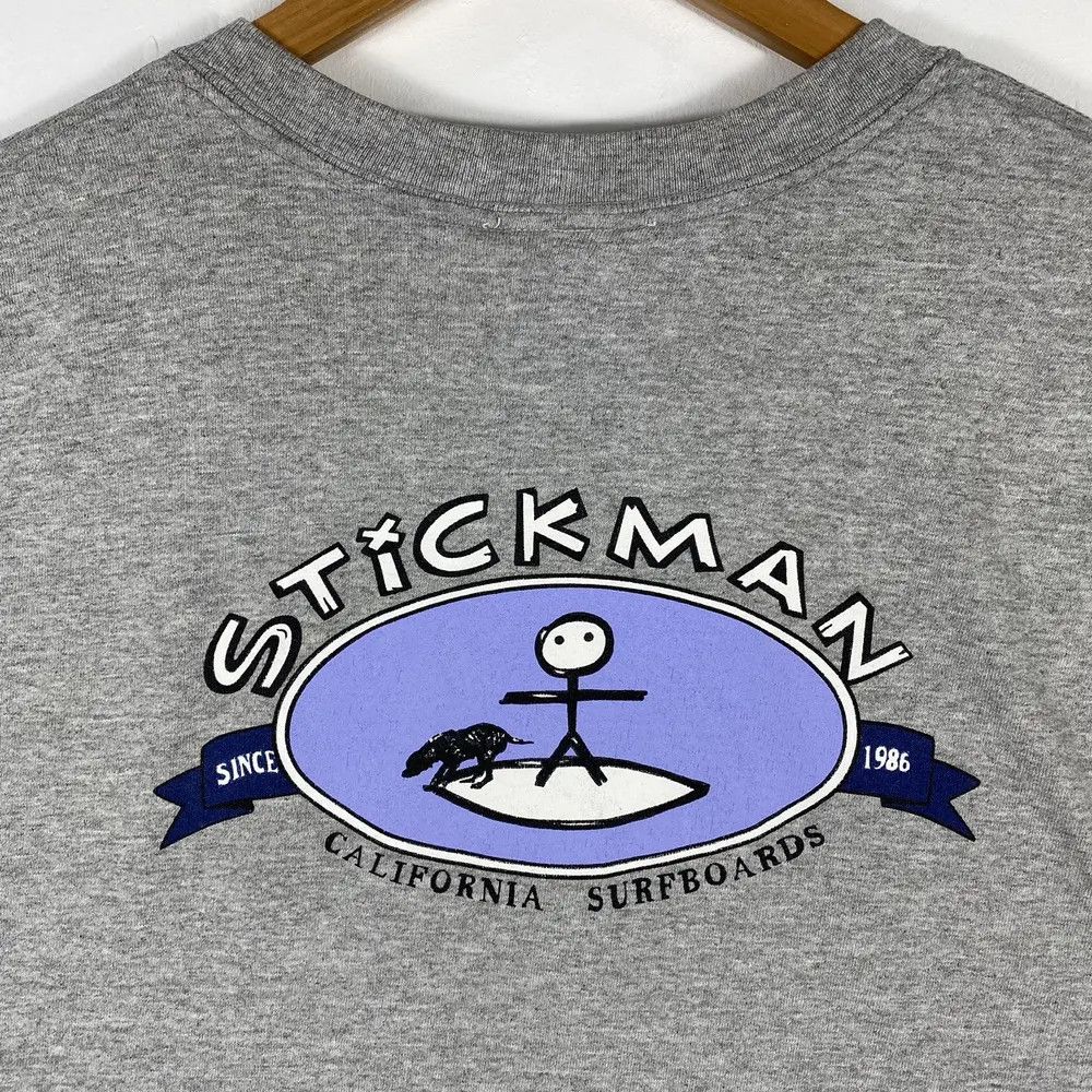 Vintage Vintage 90's STICK MAN California Surfboards Graphic Tee Size US M / EU 48-50 / 2 - 3 Thumbnail