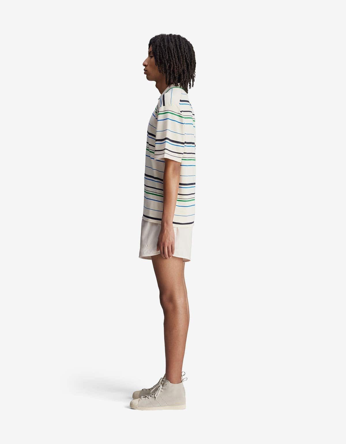 Adidas Wales Bonner x Adidas Wonder White Stripe Knit Polo Shirt Size US L / EU 52-54 / 3 - 6 Thumbnail
