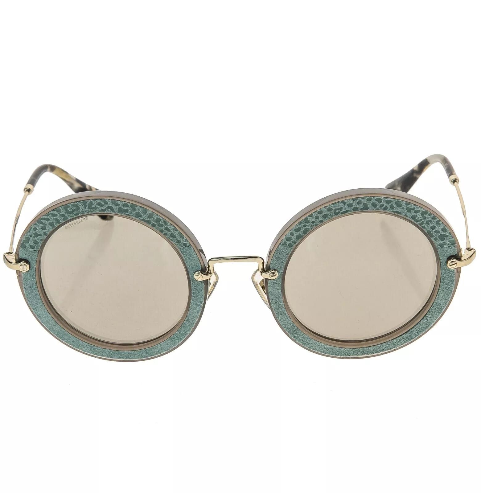 Miu Miu MIU MIU 08R ANIMAL Print LEATHER Round Sunglasses MU08RS Size ONE SIZE - 12 Thumbnail