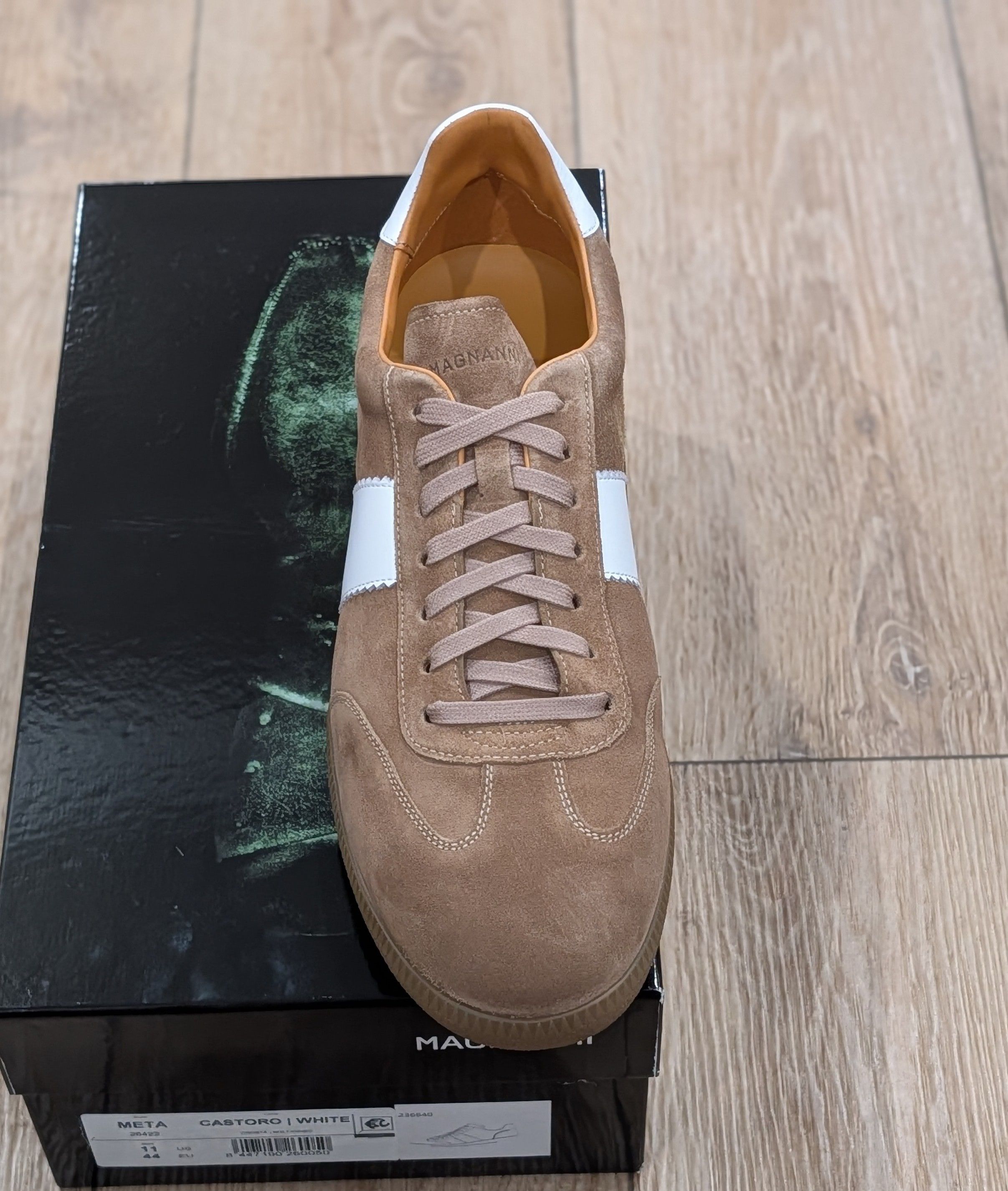Magnanni Magnanni "Meta" Leather Low-Top Sneakers Castoro/White US 11 Size US 11 / EU 44 - 2 Thumbnail