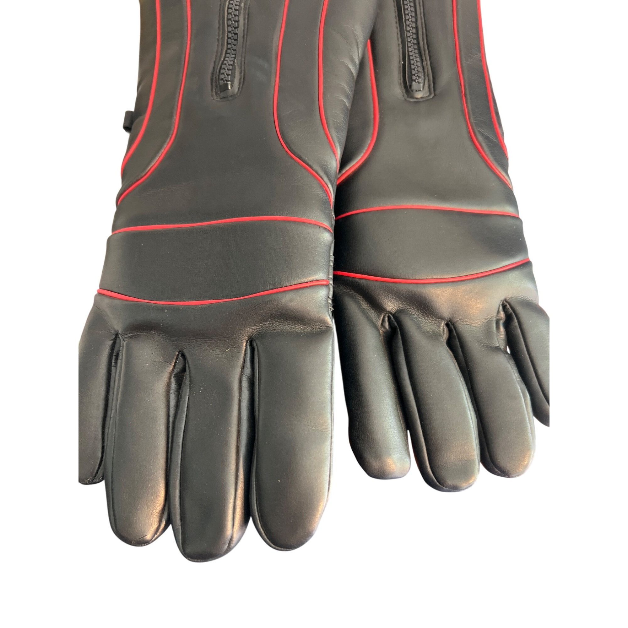 Other Hatch Faux Leather Men's Gloves Black Red Piping Zipper Faux Size ONE SIZE - 2 Thumbnail