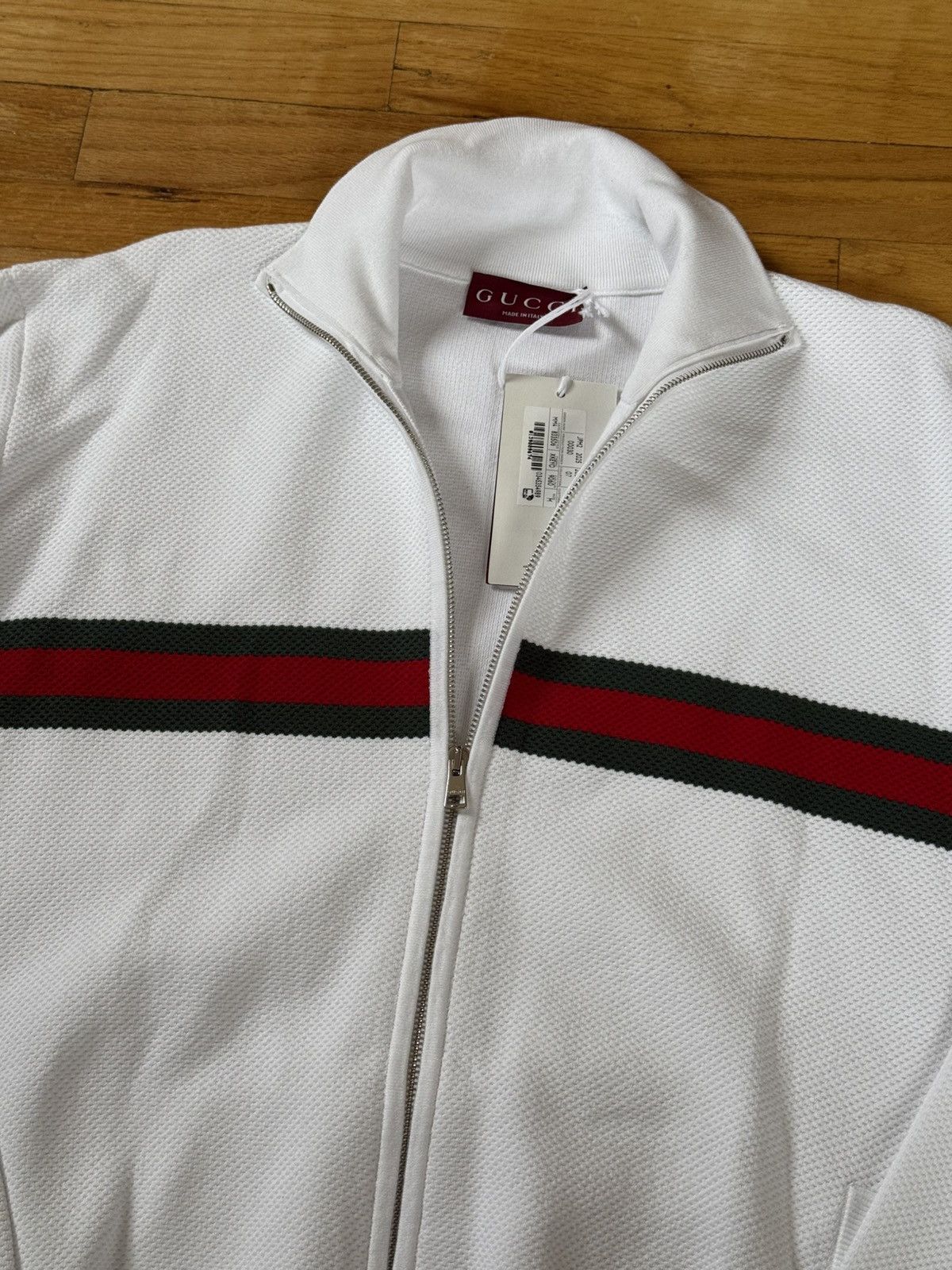 Gucci Gucci Waffle Knit Track Jacket with Web Size US M / EU 48-50 / 2 - 2 Thumbnail