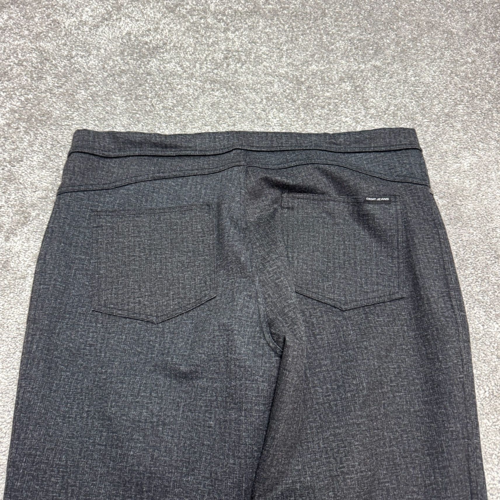 DKNY DKNY Pants Women XL Gray Straight Pull On 36x28 Dress Pants Logo Faux Leather Trim Vintage No Size 40" / US 18 - 3 Thumbnail