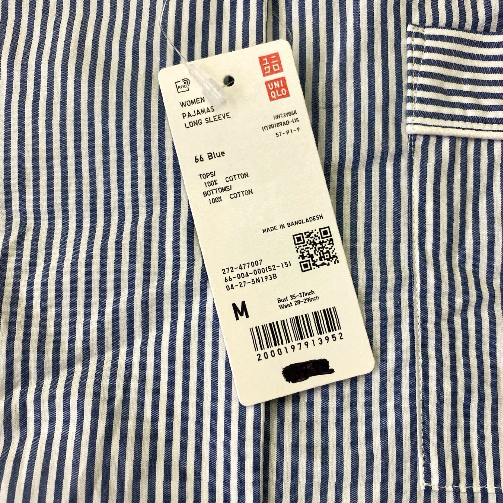 Uniqlo Uniqlo Shirt Womens Medium Light Blue Pinstripe 100% Cotton Long Sleeve NWT Size M / US 6-8 / IT 42-44 - 2 Thumbnail