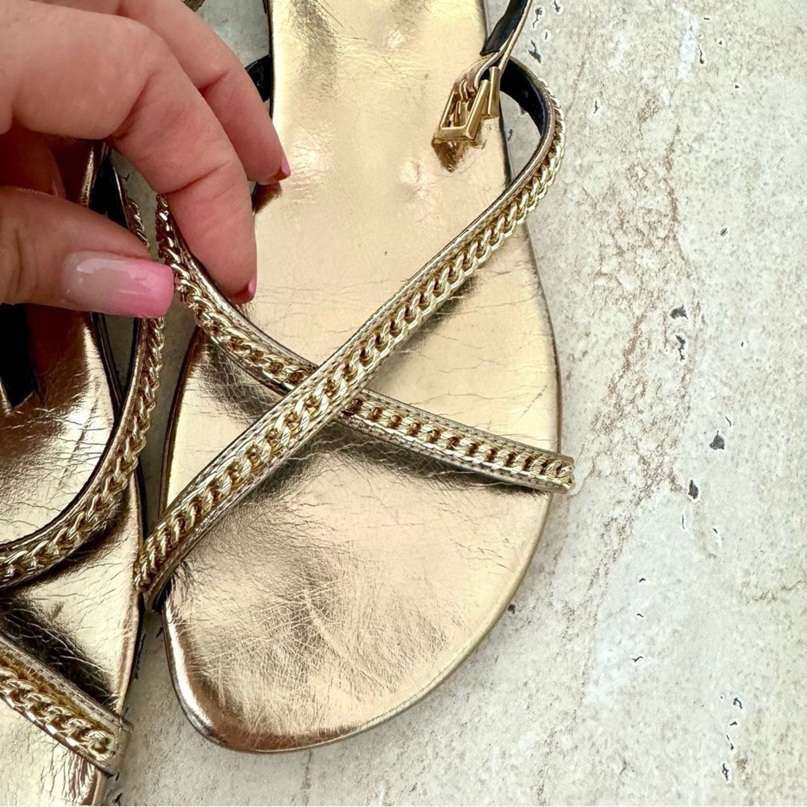 Zadig & Voltaire ZADIG & VOLTAIRE Gold Flat Sandals, Size 40 (9) Size US 9 / IT 39 - 3 Thumbnail