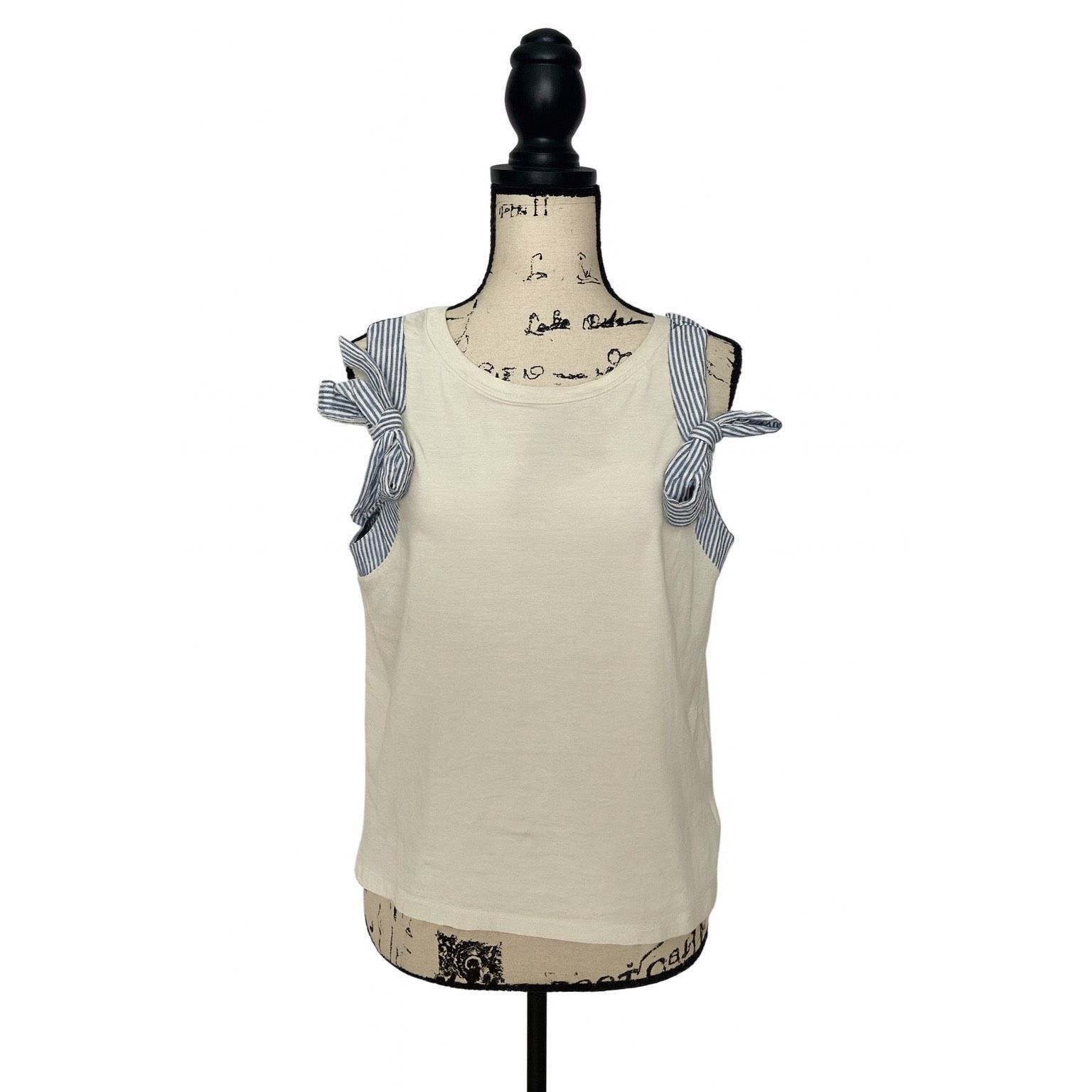 Other Doe & Rae Women’s Blue Tie Sleeve White Top - Size S Size S / US 4 / IT 40 - 3 Thumbnail