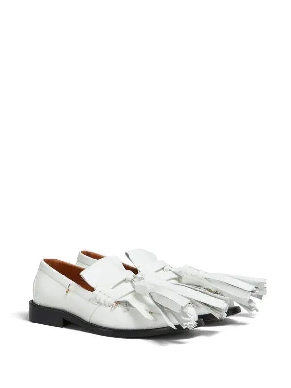 Marni o1w1db11125 Tassel Detail Leather Loafers in White Size US 5 / IT 35 - 1 Thumbnail