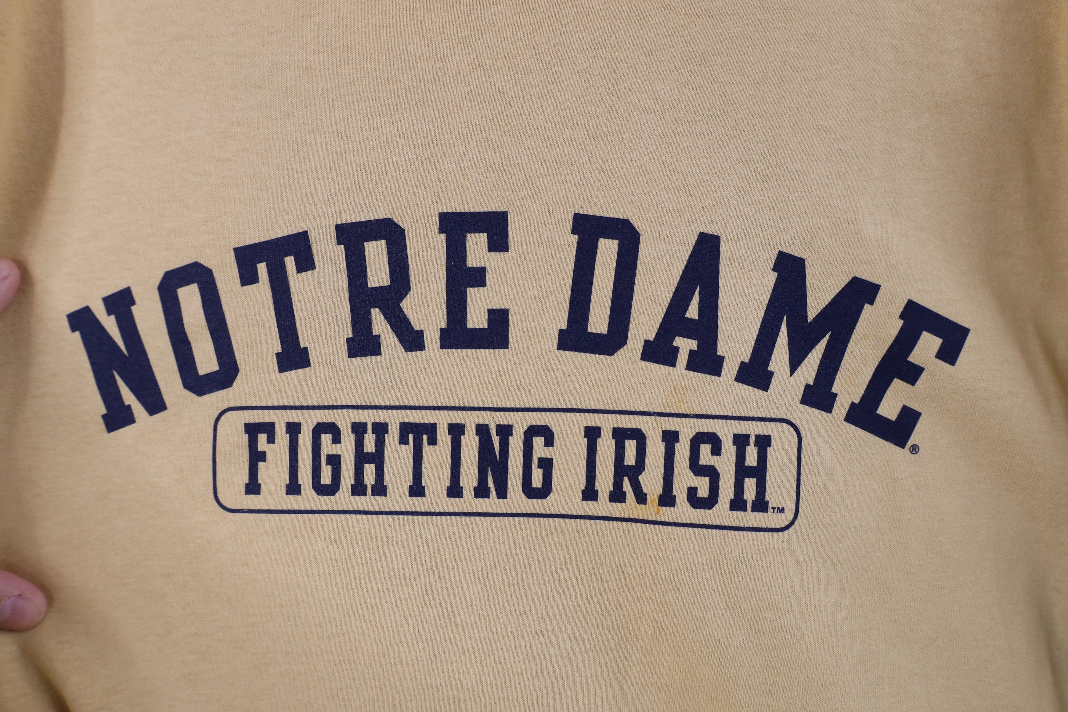 Adidas Vintage Y2K Adidas Spell Notre Dame University T-Shirt Gold Size US XL / EU 56 / 4 - 7 Thumbnail