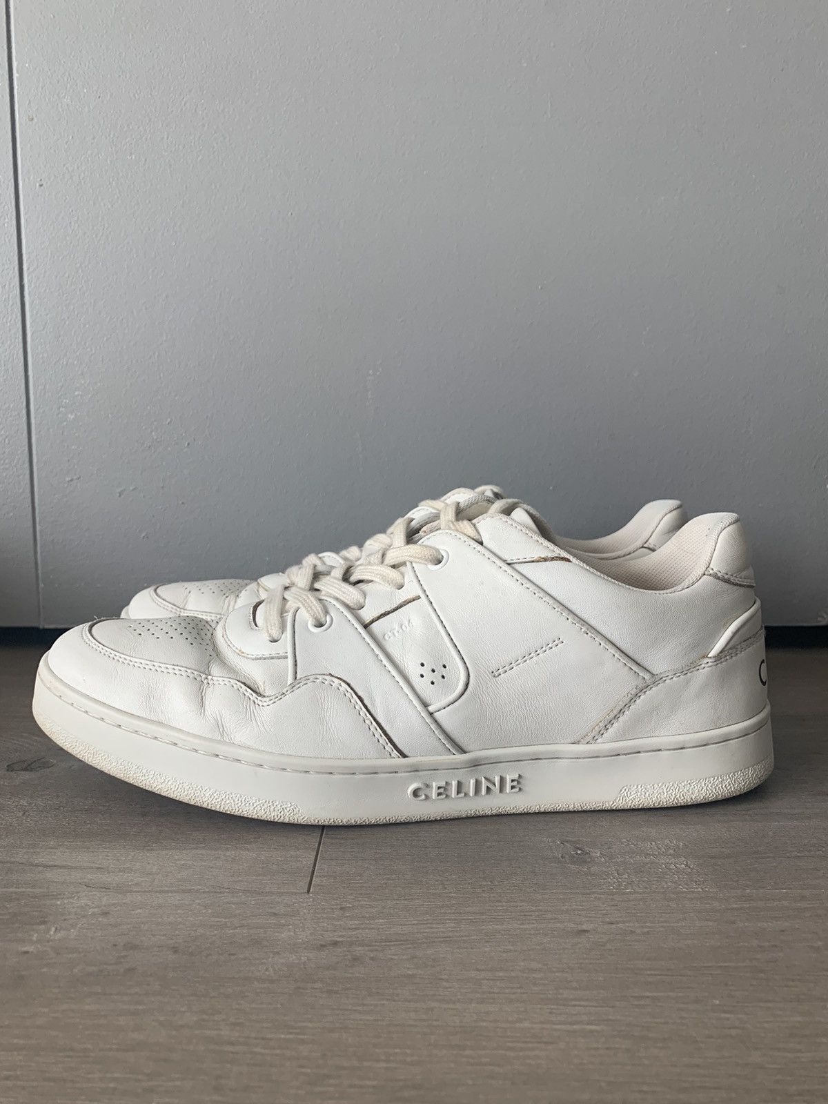Celine Celine White Leather Lace-Up Trainers Size US 10.5 / EU 43-44 - 1 Thumbnail