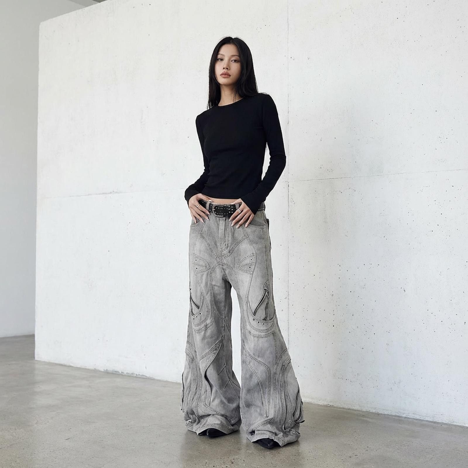Japanese Brand Deconstructed Oversized Flare Denim Jeans Size 27" / US 4 / IT 40 - 8 Thumbnail