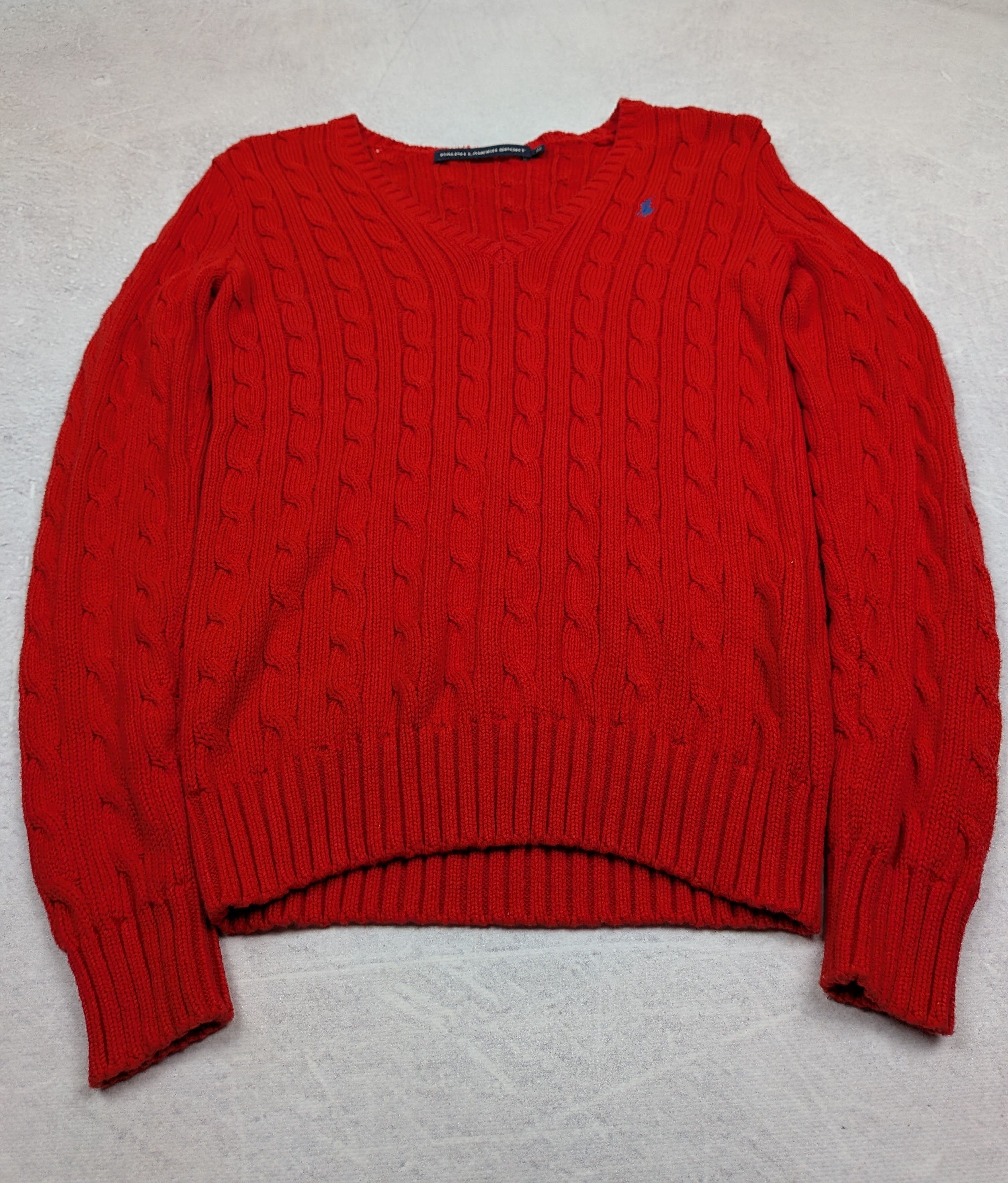 Ralph Lauren Ralph Lauren Sport V-Neck Red Waffle Knit Sweater Size XS Size XS / US 0-2 / IT 36-38 - 1 Thumbnail
