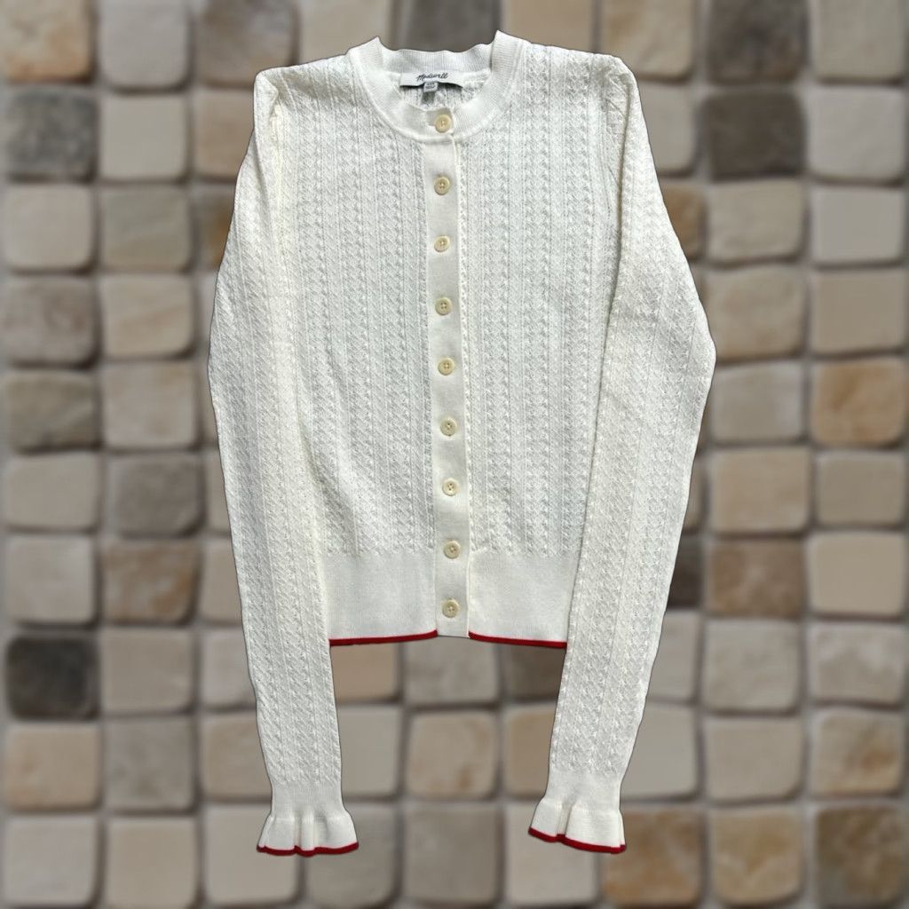 Madewell Madewell Cardigan Sweater Womens XXS Beige Open Knit Button Front Shirt Size XXS / US 00 / IT 34 - 1 Thumbnail