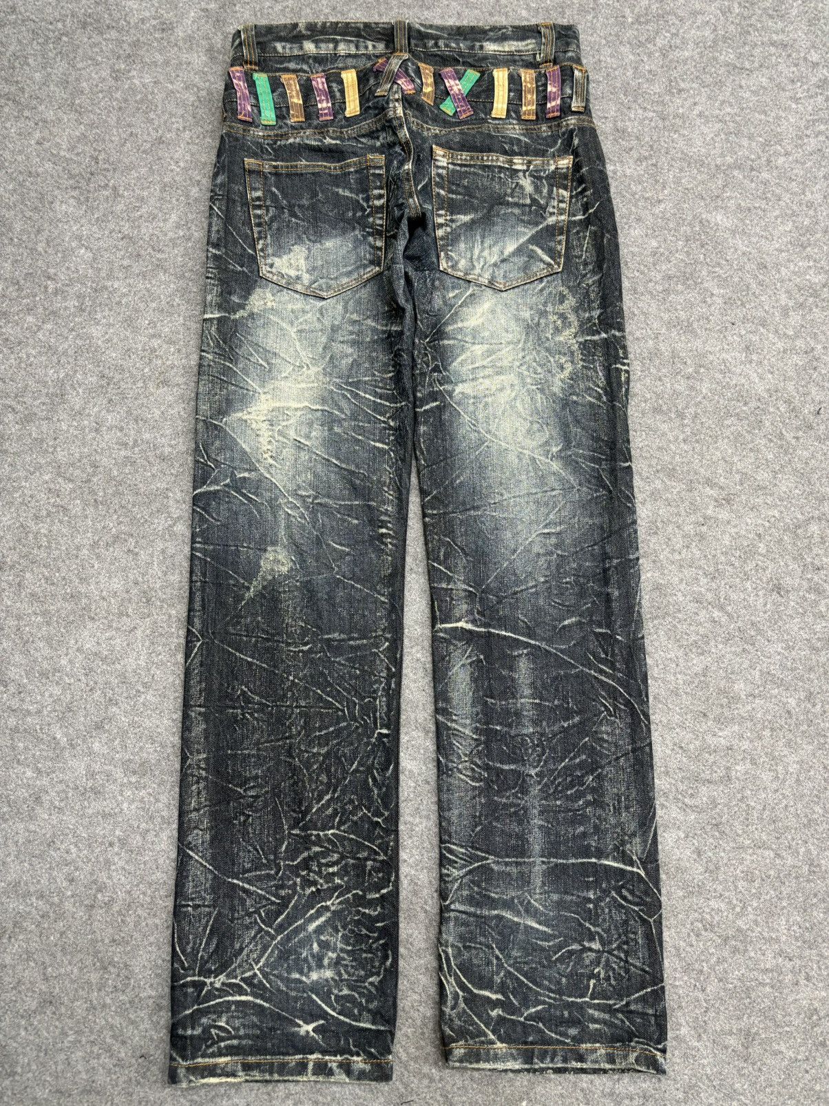 Japanese Brand 💥Double Waist💥Crazy Fades Nylaus Doube Waist Denim F528 Size US 32 / EU 48 - 24 Thumbnail