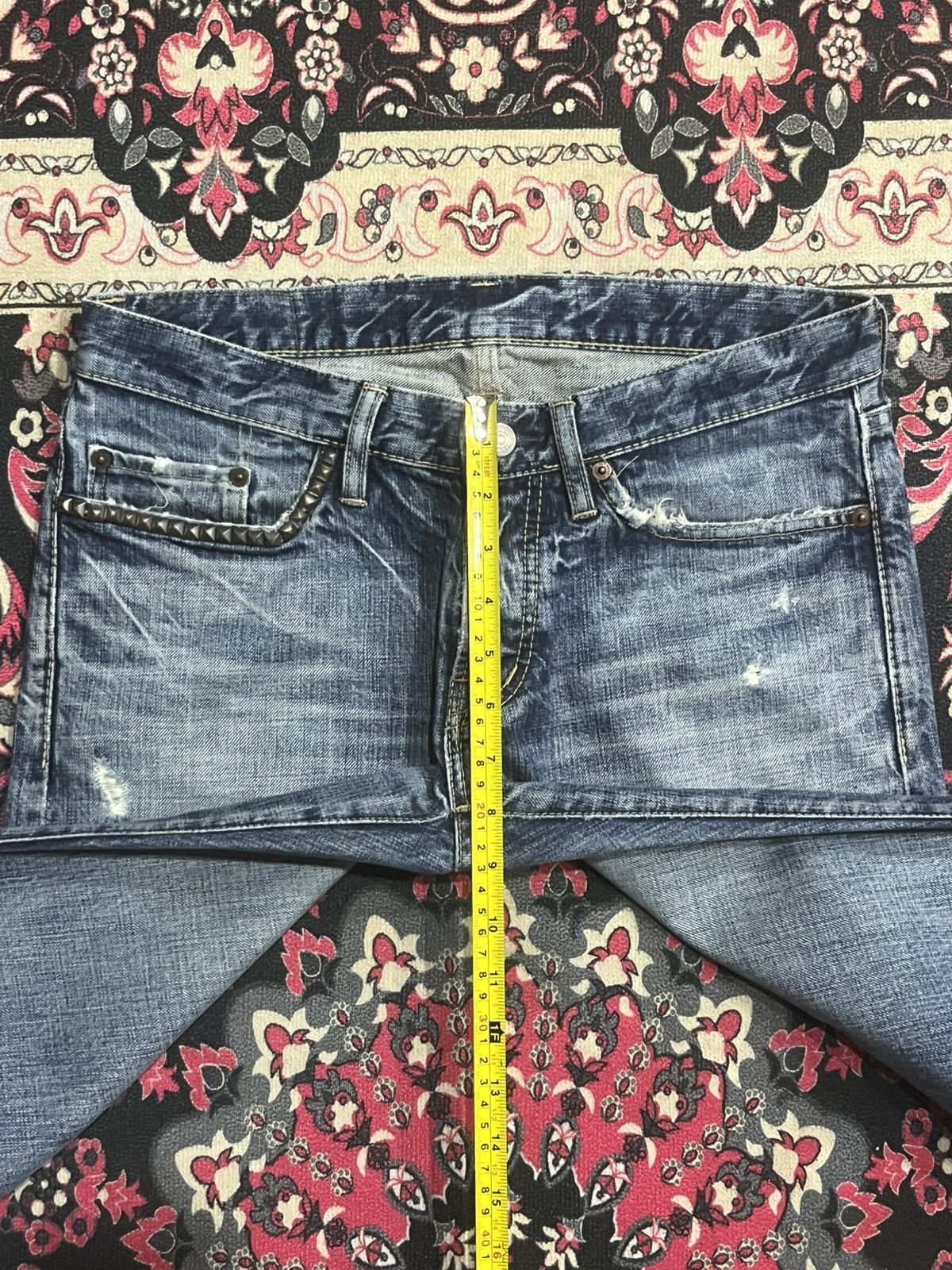 Hysteric Glamour Japanese Brand Hysteric Glamour Blue Whisker Studded Jeans Size US 30 / EU 46 - 19 Thumbnail