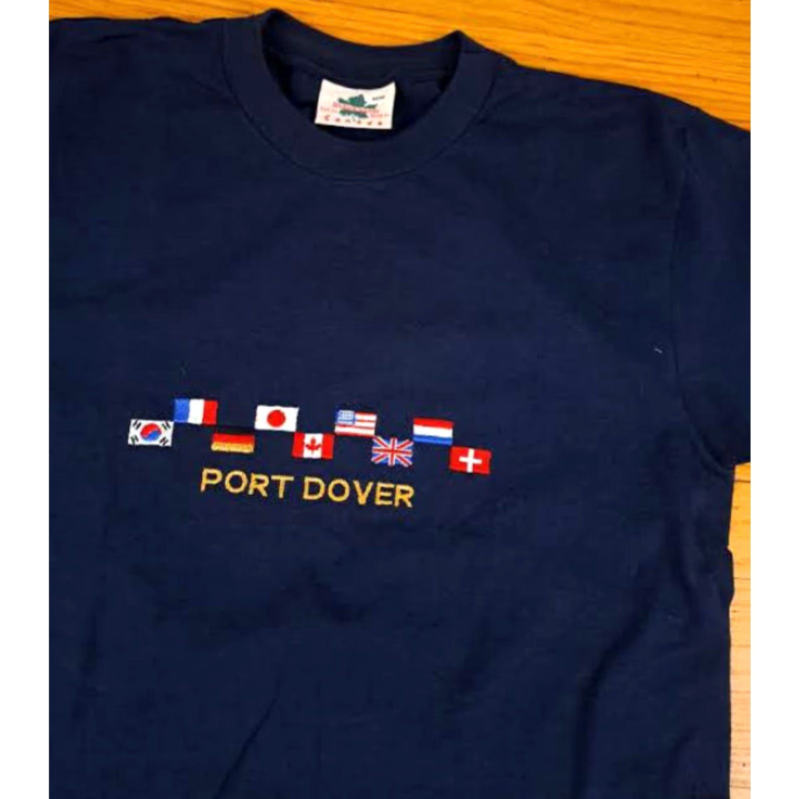 Nautica Quality goods Port Dover Embroidered Nautical International Flag T-Shirt Canada Men Short Sleeve Crew Neck Blue Cotton M Regular Vintage: No Size US M / EU 48-50 / 2 - 3 Thumbnail