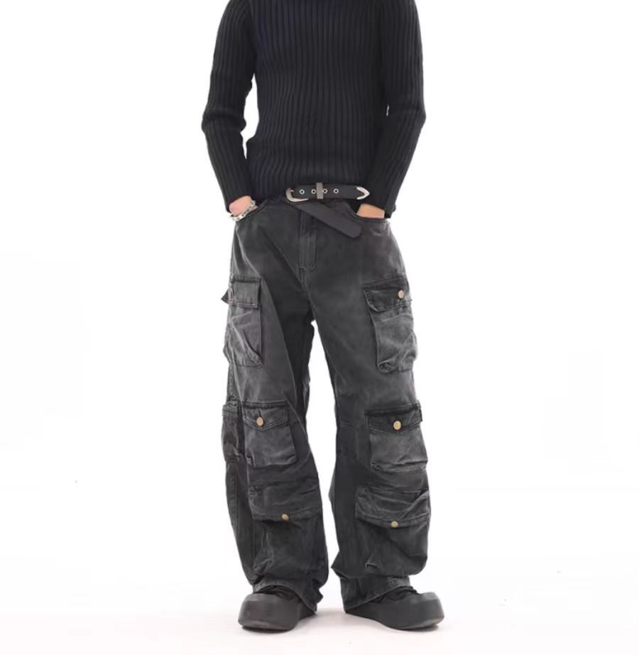 Japanese Brand × Jean Vintage multi-pocket washed wide-leg jeans Size US 30 / EU 46 - 3 Thumbnail
