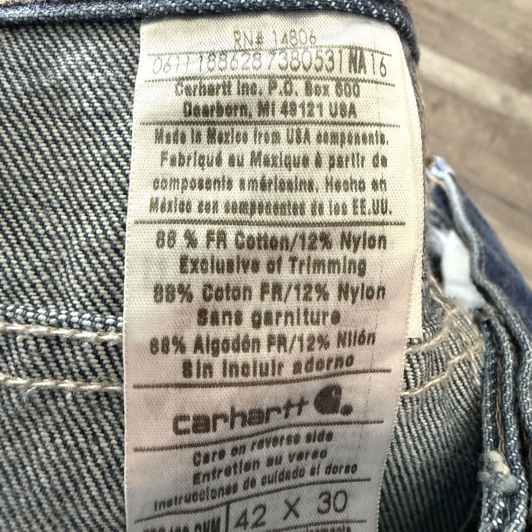 Carhartt Carhartt FR Jeans Mens 42x30 Denim Flame-Resistant 5-Pocket Relaxed Straight Blue 42x30 Mens Workwear Logo FRB160 Size US 42 / EU 58 - 4 Thumbnail