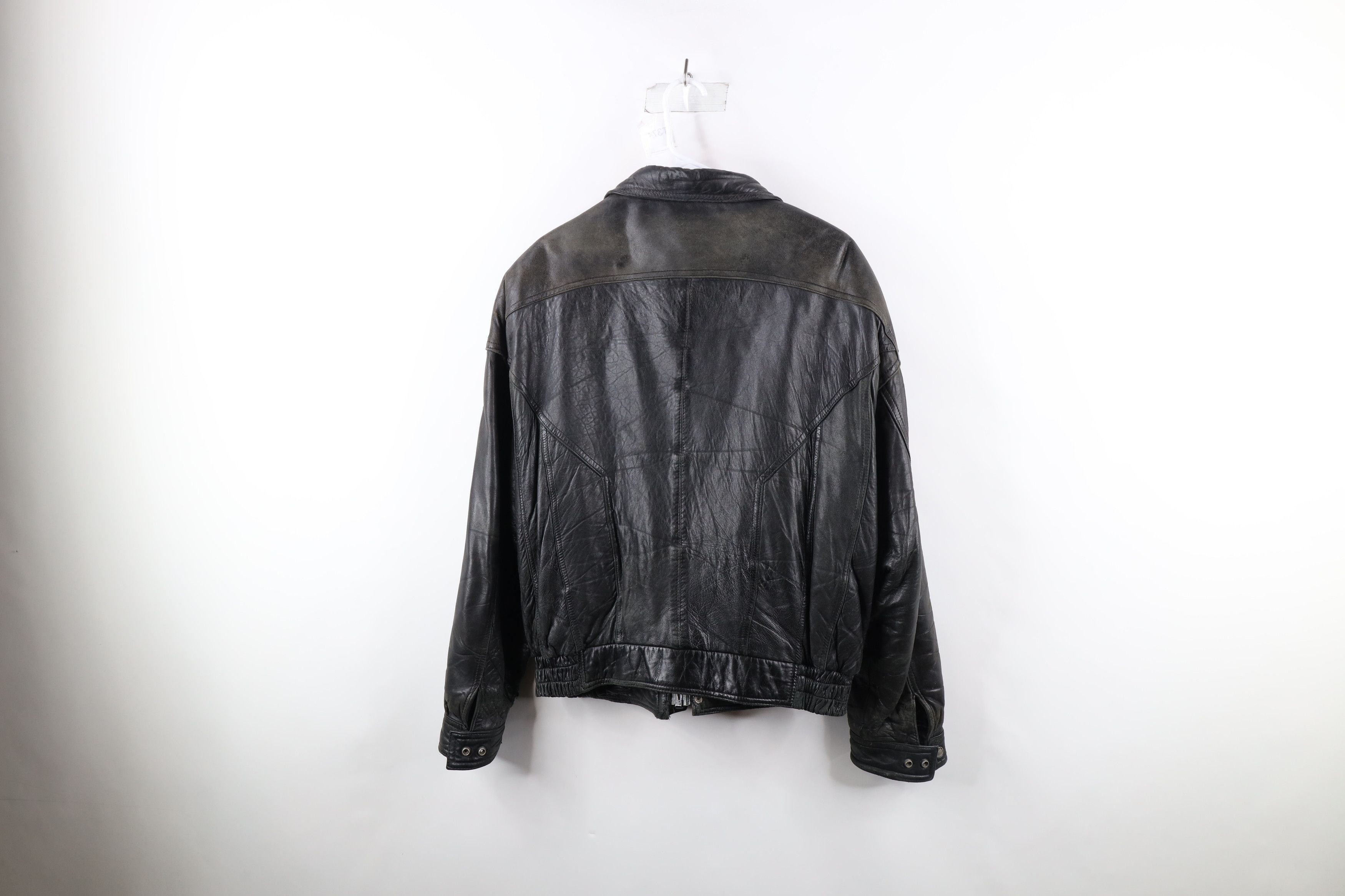 Vintage Vintage 90s Streetwear Full Zip Leather Bomber Jacket Black Size US L / EU 52-54 / 3 - 17 Thumbnail
