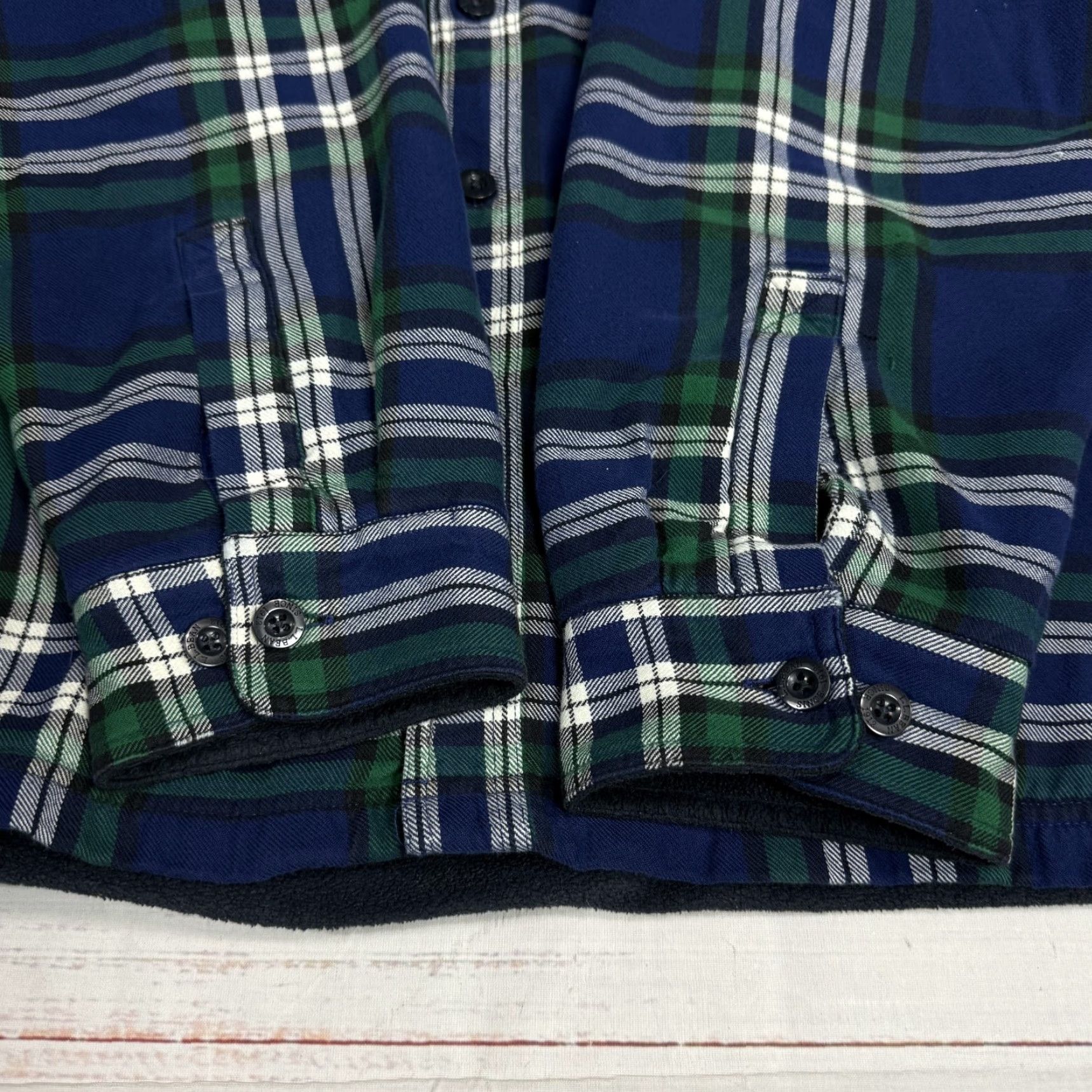 Vintage L.L. Bean Plaid Fleece Lined Flannel Shirt Long Sleeve XL Green Blue Mens Buttons Up Shirts Size US XL / EU 56 / 4 - 5 Thumbnail