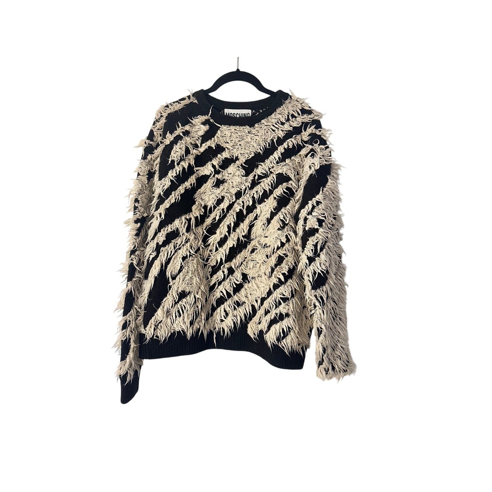 Moschino Moschino Couture Black & White Long Woll Texture Sweater Size S / US 4 / IT 40 - 1 Thumbnail