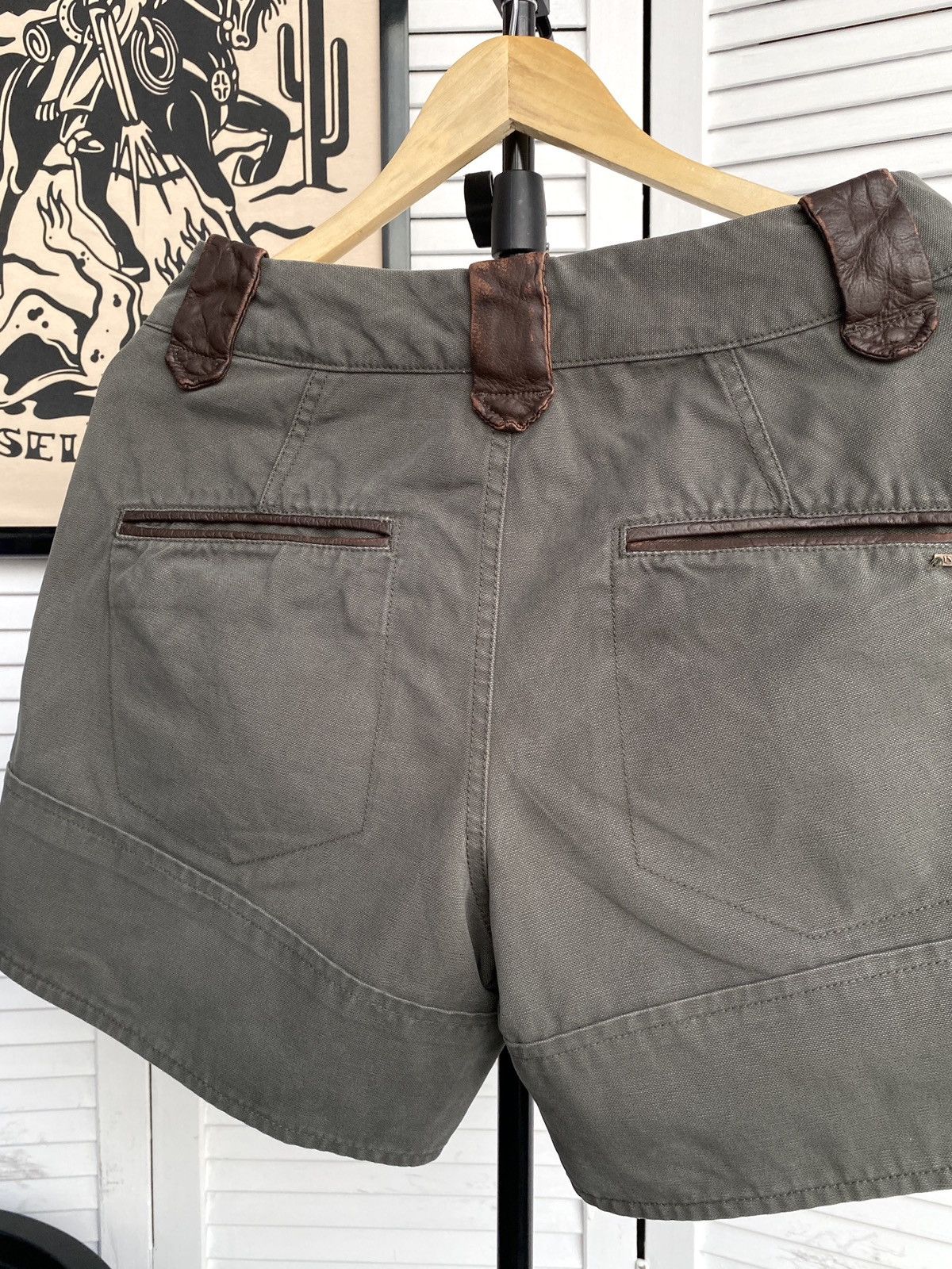 Diesel Diesel Vintage Khaki Military Cargo Shorts Leather Straps Size 29" - 8 Thumbnail