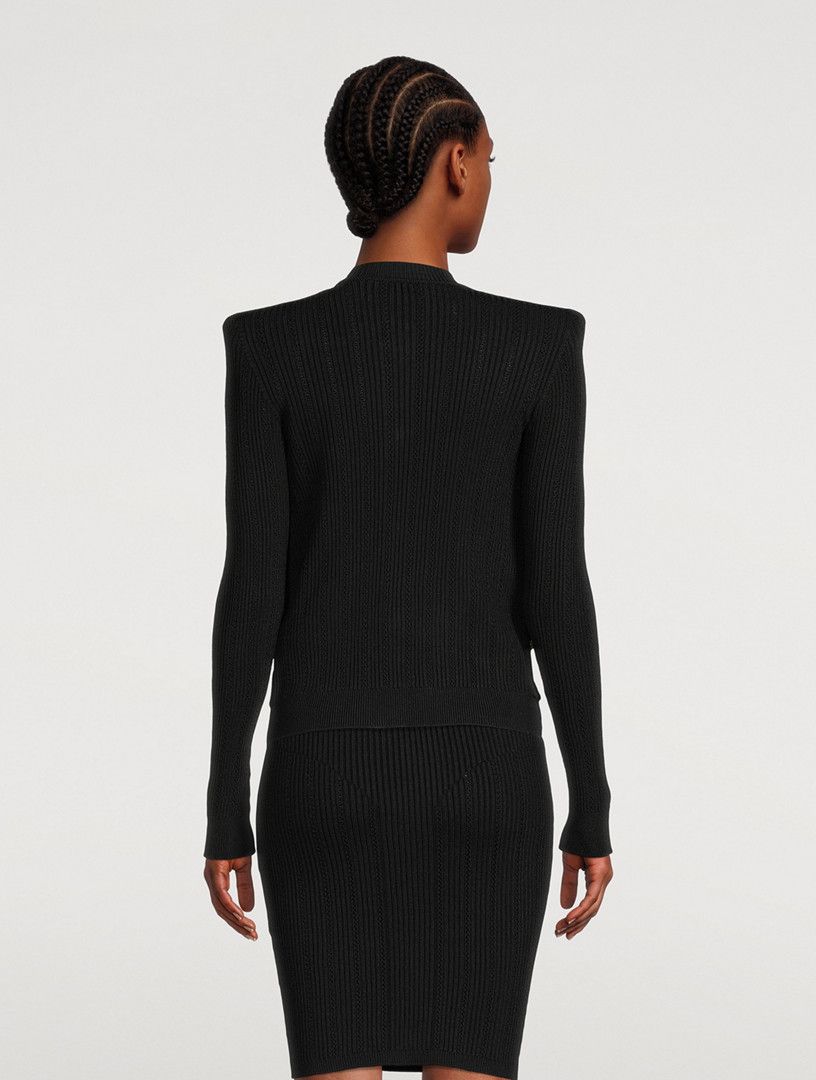Balmain o1s1wg110825 Crewneck Cardigan in Black Size XL / US 12-14 / IT 48-50 - 3 Thumbnail