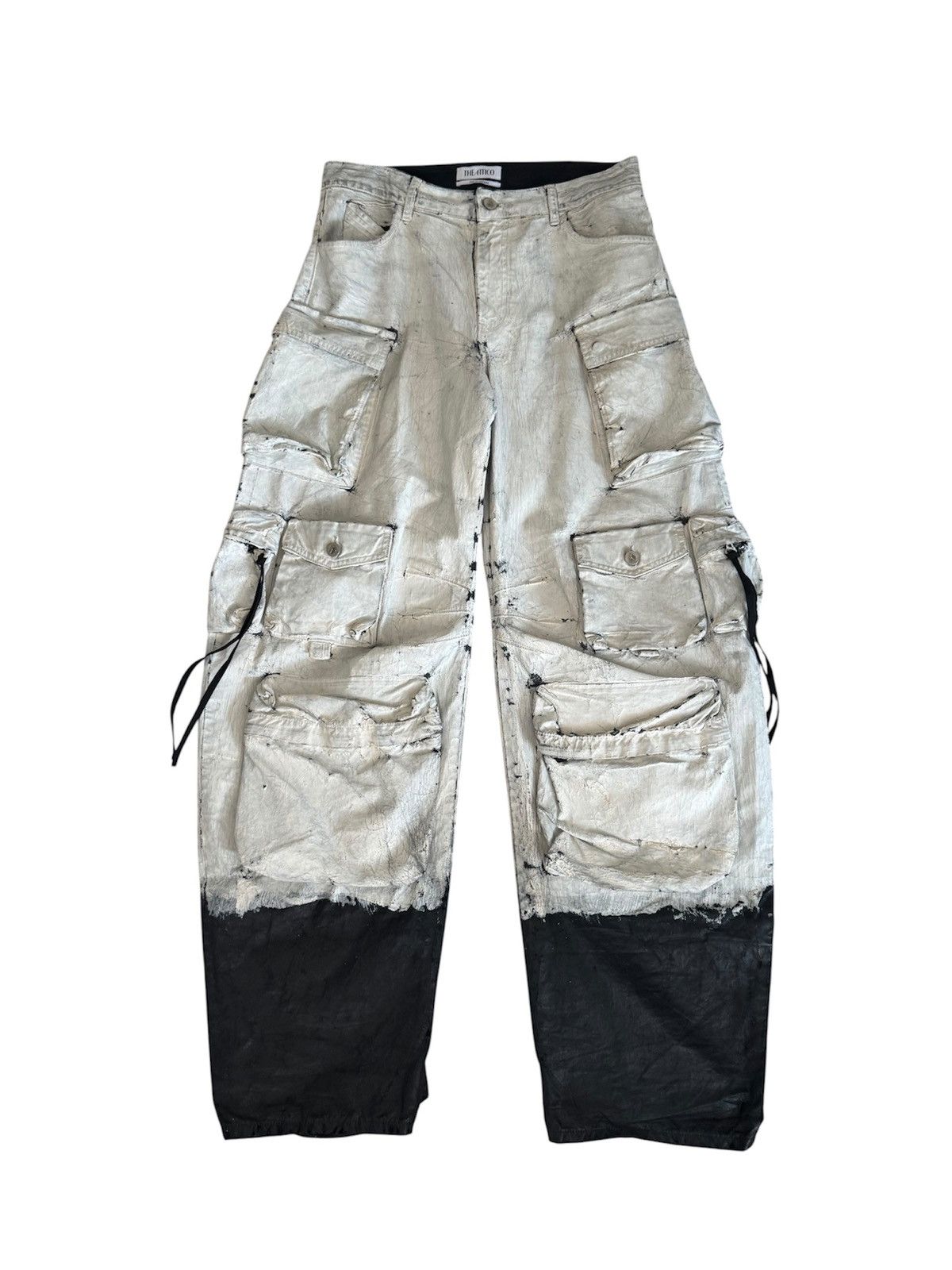 Other The Attico Runway Paint White Black Cargo Tactical Pants Size US 32 / EU 48 - 1 Thumbnail