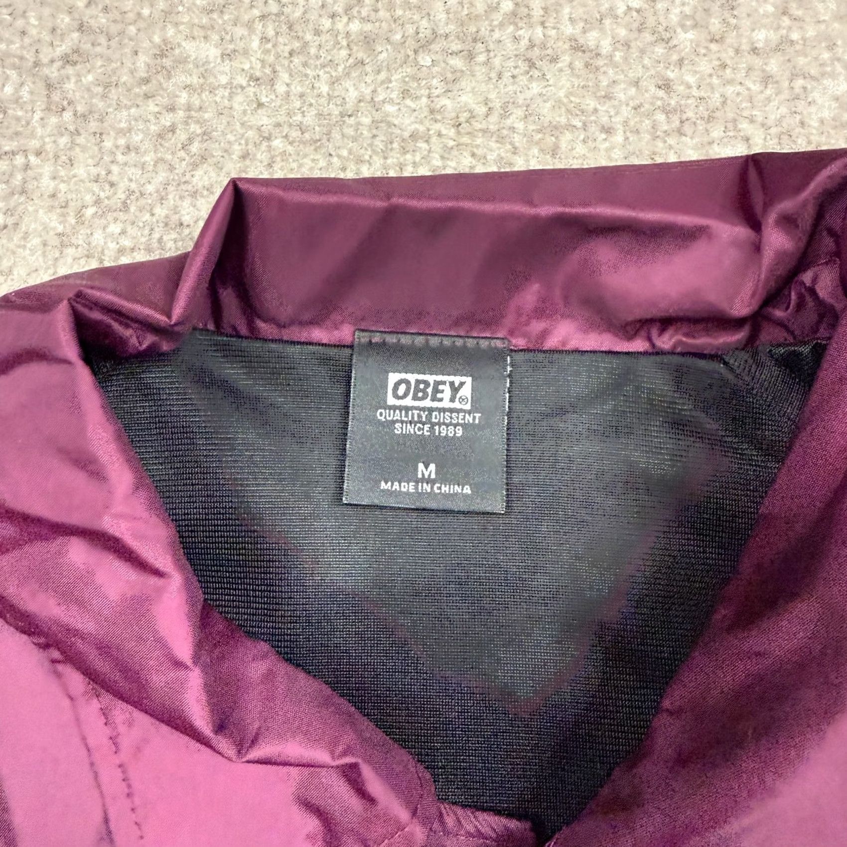 Obey OBEY Men’s Windbreaker Red Button Up Coach's Jacket Streetwear M Jacket Size US M / EU 48-50 / 2 - 2 Thumbnail