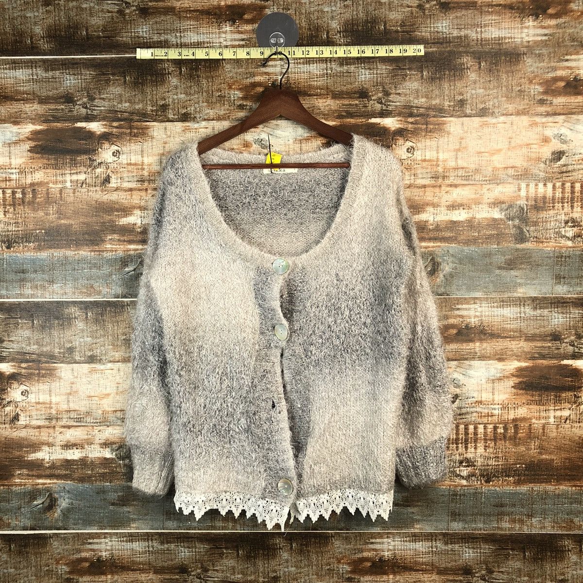 Vintage DL Ciqueto Ikka Gray shaggy fur Cardigan Knitwear #C531 Size L / US 10 / IT 46 - 1 Thumbnail