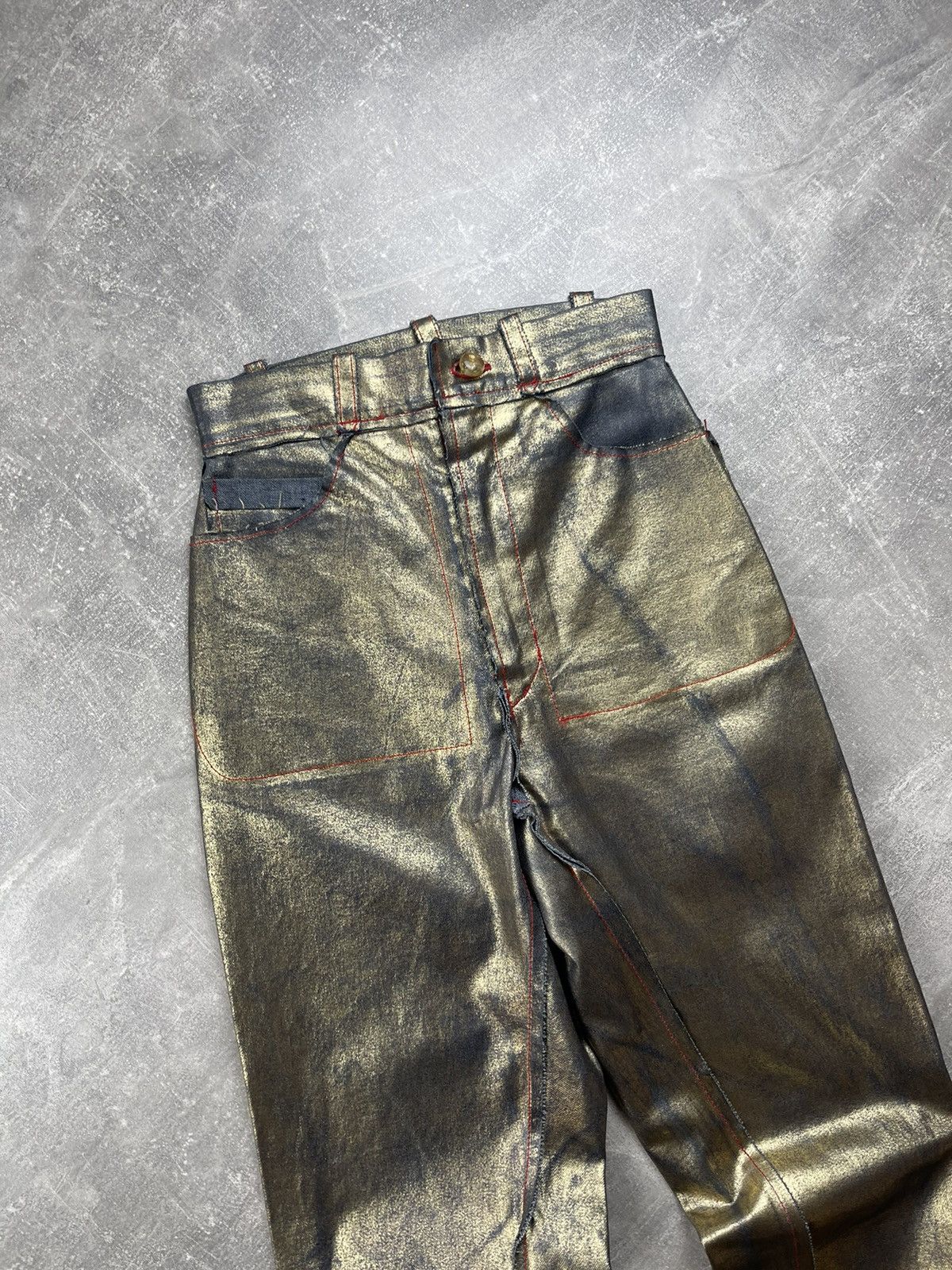 Vintage × Vivienne Westwood Vivienne Westwood Red Label Gold Foil Jeans Runway Archives Size 26" / US 2 / IT 38 - 9 Thumbnail