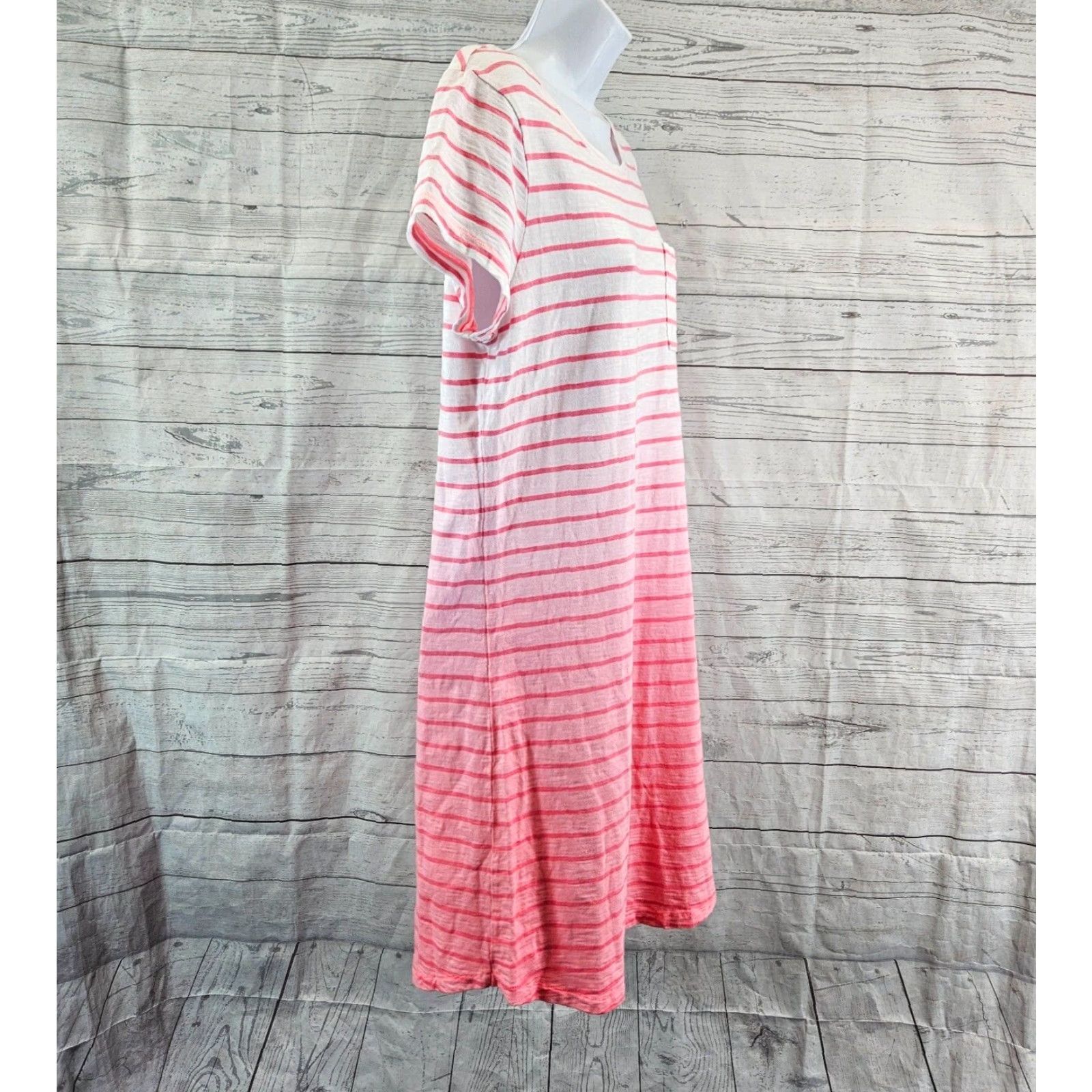 Vineyard Vines Vineyard Vines Womens Dress M Pink White Stripe Ombre Short Sleeve Shirt Dress Size 32" / US 10 / IT 46 - 3 Thumbnail