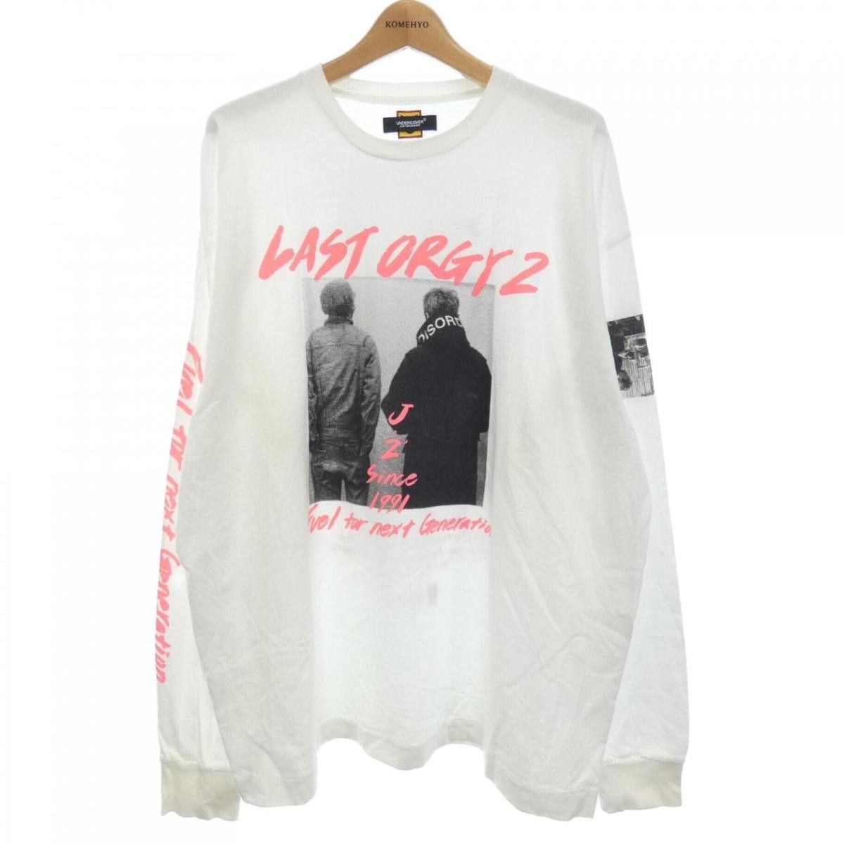 image of Undercover T-Shirts Cotton Long Sleeve Pullover Message Print White, Men's (Size 2XL)