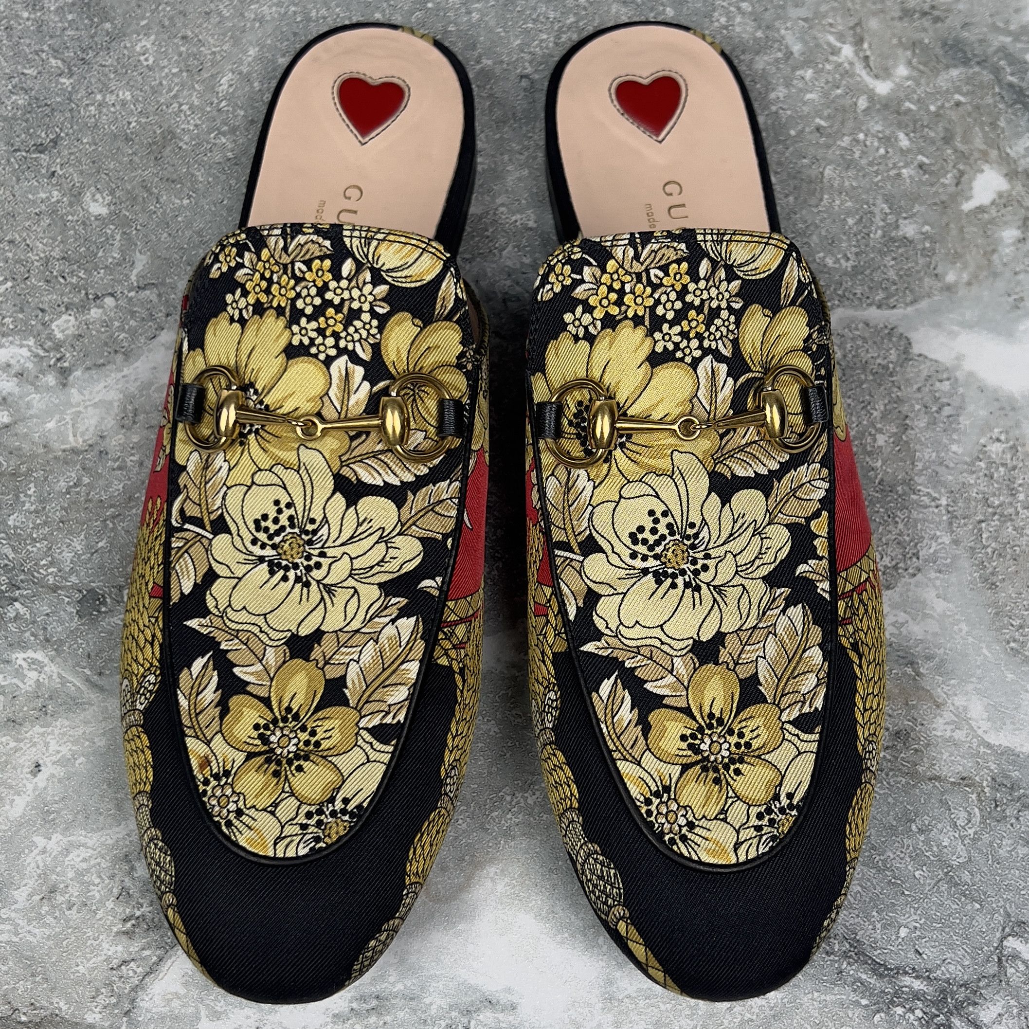 Gucci Princetown Horsebit Flat Floral Mule Fabric Size US 8 / IT 38 - 4 Thumbnail