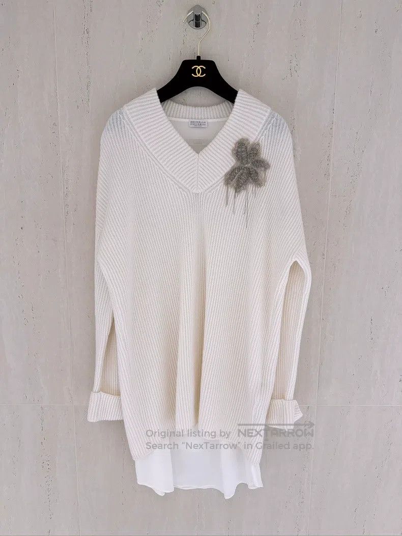 Brunello Cucinelli Brunello Cucinelli Pearl Flower Cashmere Dress Size XXS / US 00 / IT 34 - 1 Thumbnail