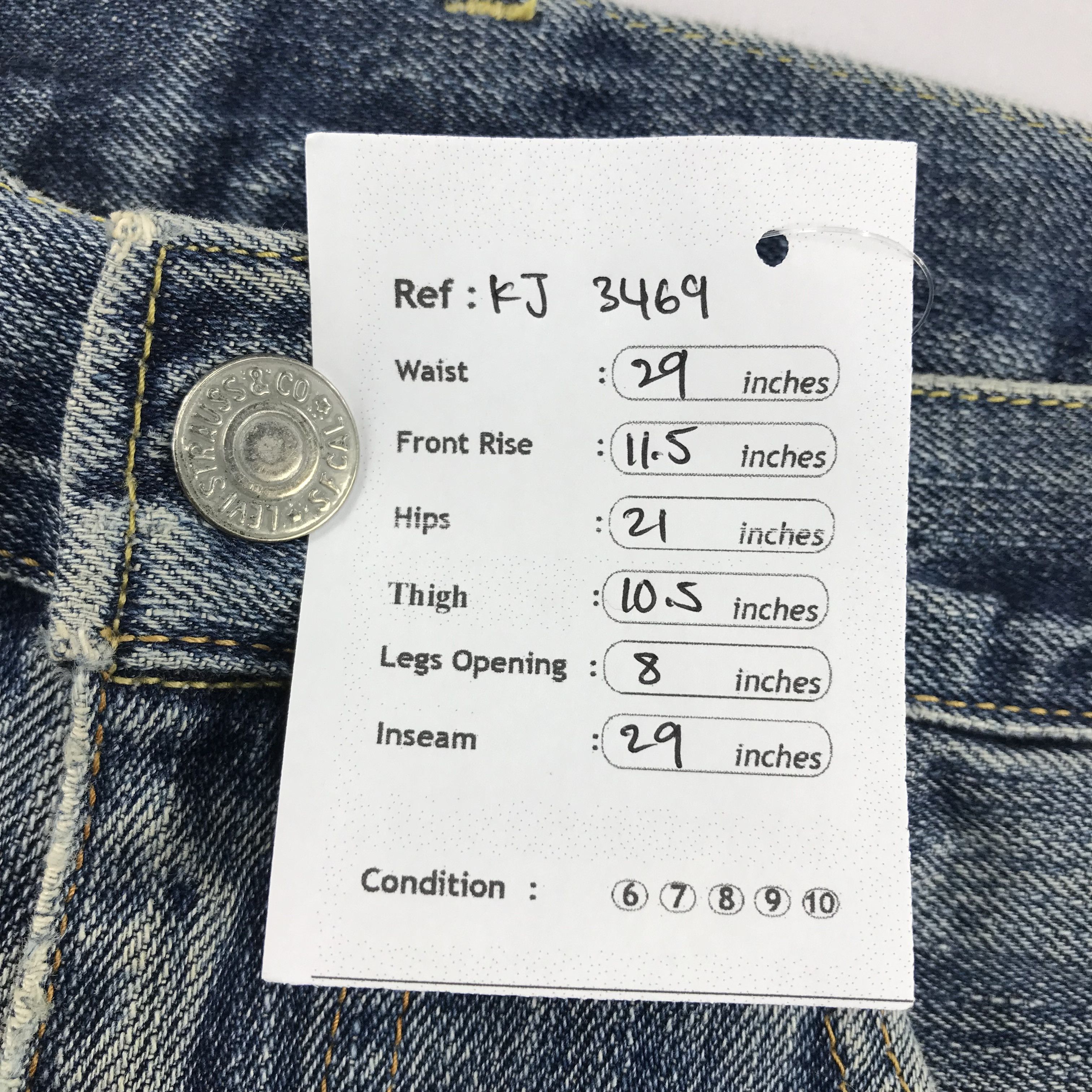 Levi's Vintage Levis 502 Big E Selvedge Jean Distress Denim KJ3469 Size US 29 - 18 Thumbnail