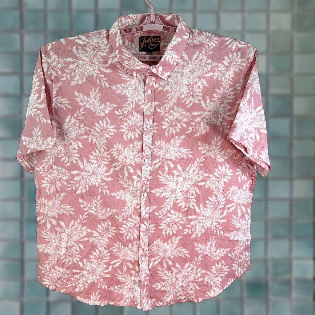 Vintage VINTAGE Hawaiian Shirt Men 4XL Short Sleeve Floral Linen Blend Pink Summer Casual Size US XXL / EU 58 / 5 - 1 Thumbnail