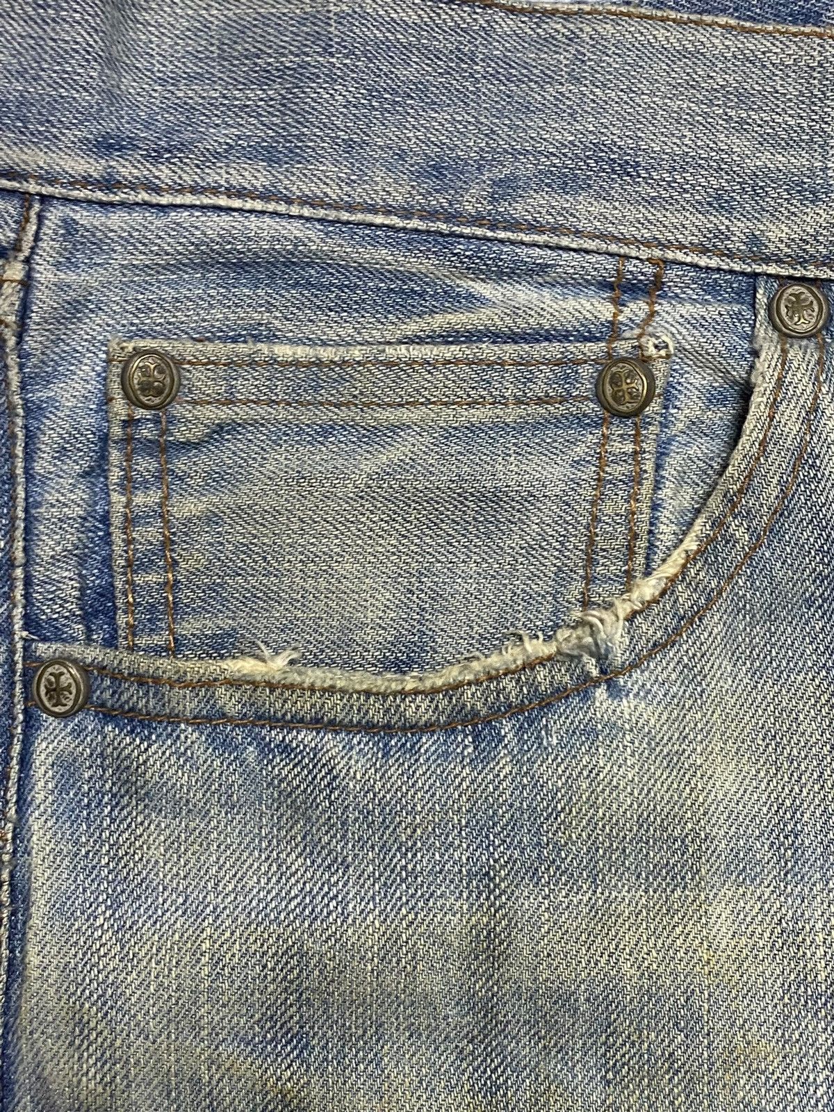 Japanese Brand Distressed Denim with Silver Cros Thunder Bootcut Jeans Size US 32 / EU 48 - 12 Thumbnail