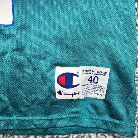 Champion × Vintage Larry Johnson #2 Charlotte Hornets Jersey Shirt Men 40 Teal Size US XXS / EU 40 - 3 Thumbnail