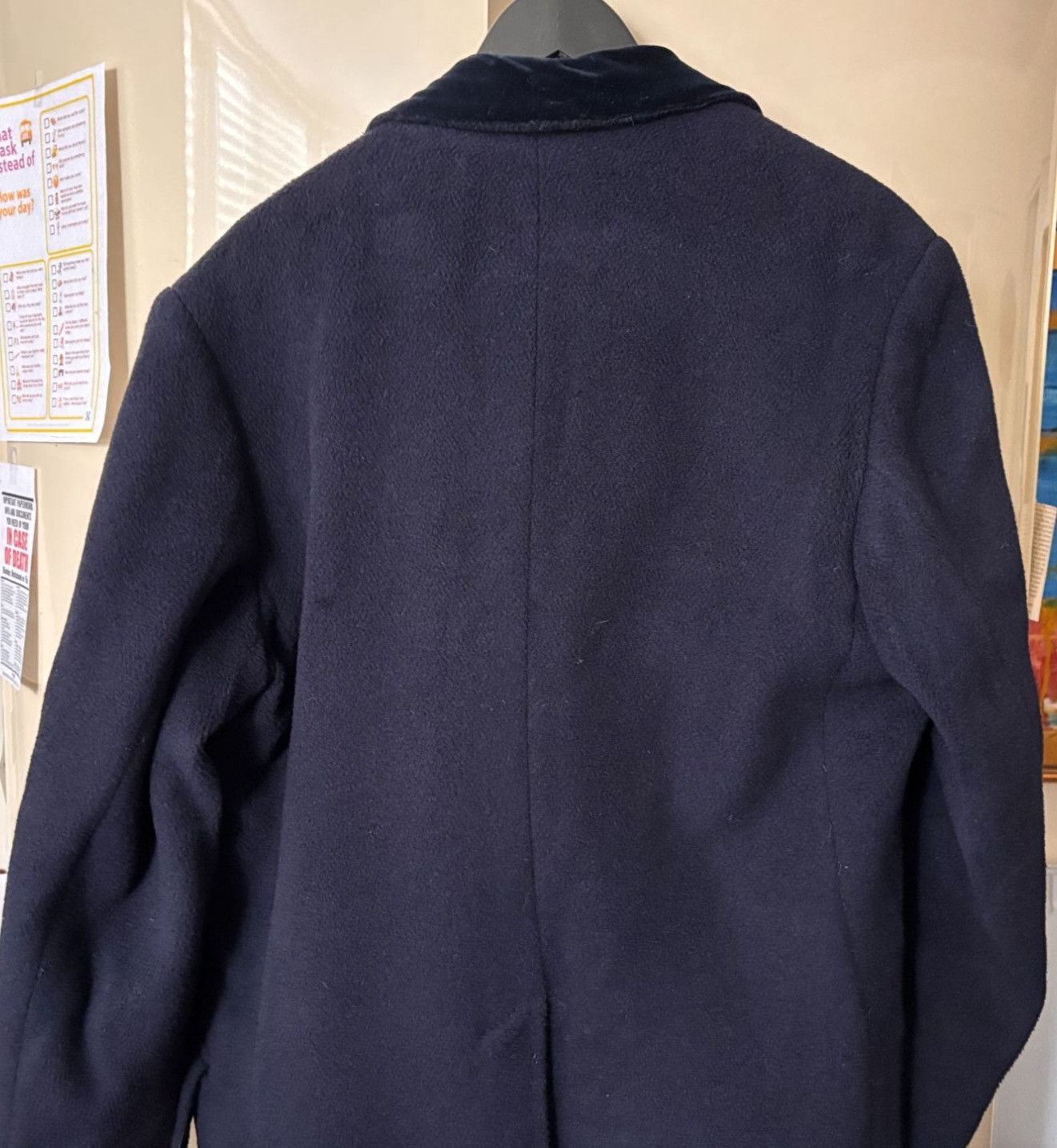 Crombie Crombie Mens Wool Overcoat With Velvet Collar Navy Blue Size US XL / EU 56 / 4 - 6 Thumbnail