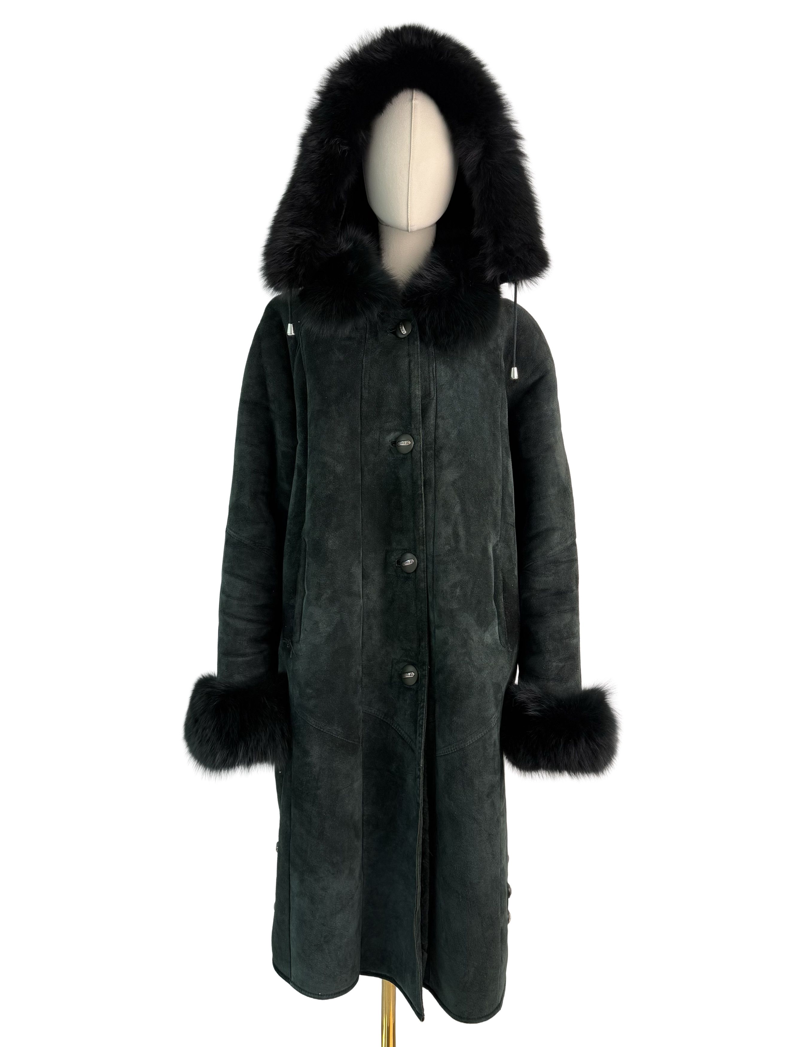 Vintage Vintage Genuine Shearling Sheepskin Long Coat Real Fur Trim Size XL / US 12-14 / IT 48-50 - 3 Thumbnail